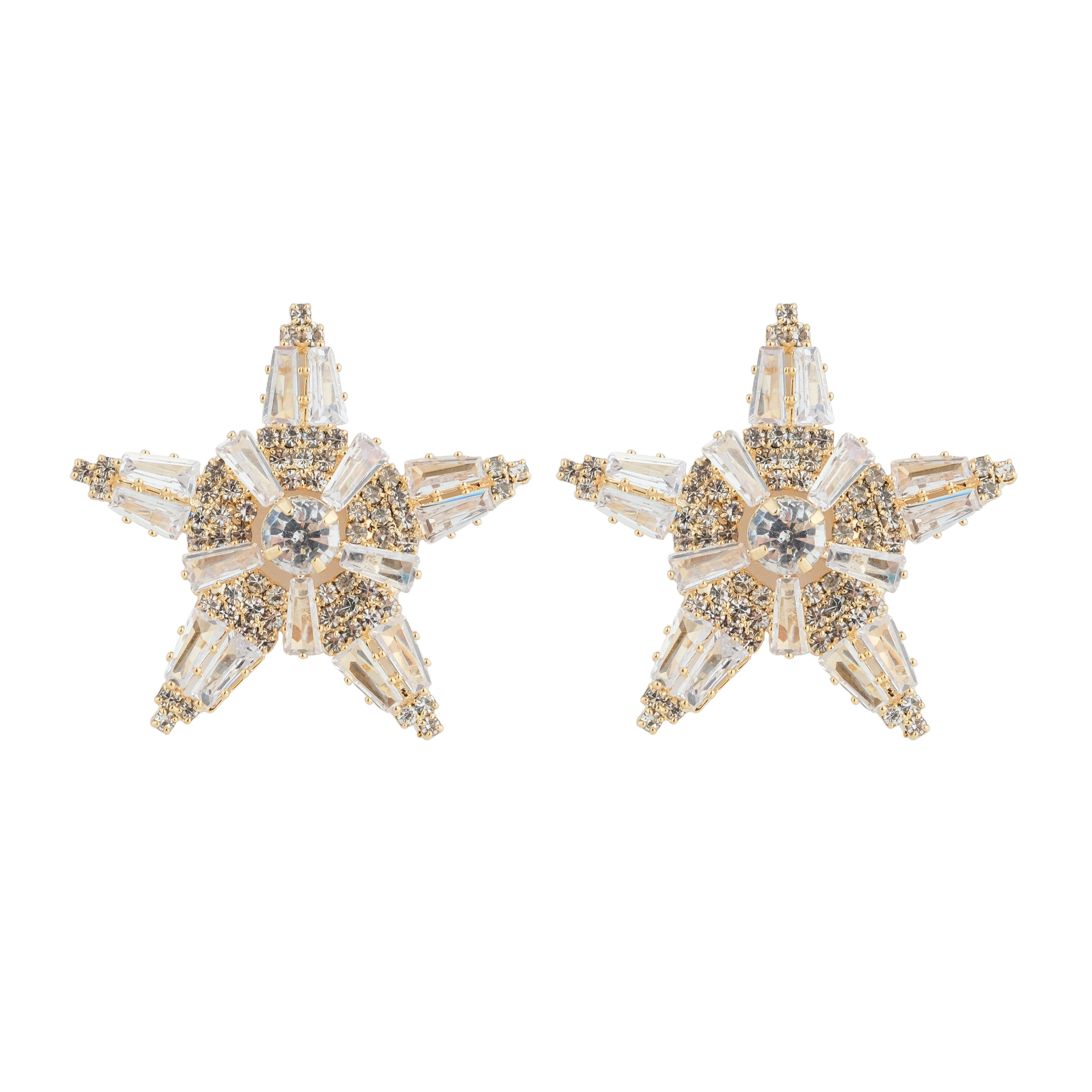 star earrings with glass inserts