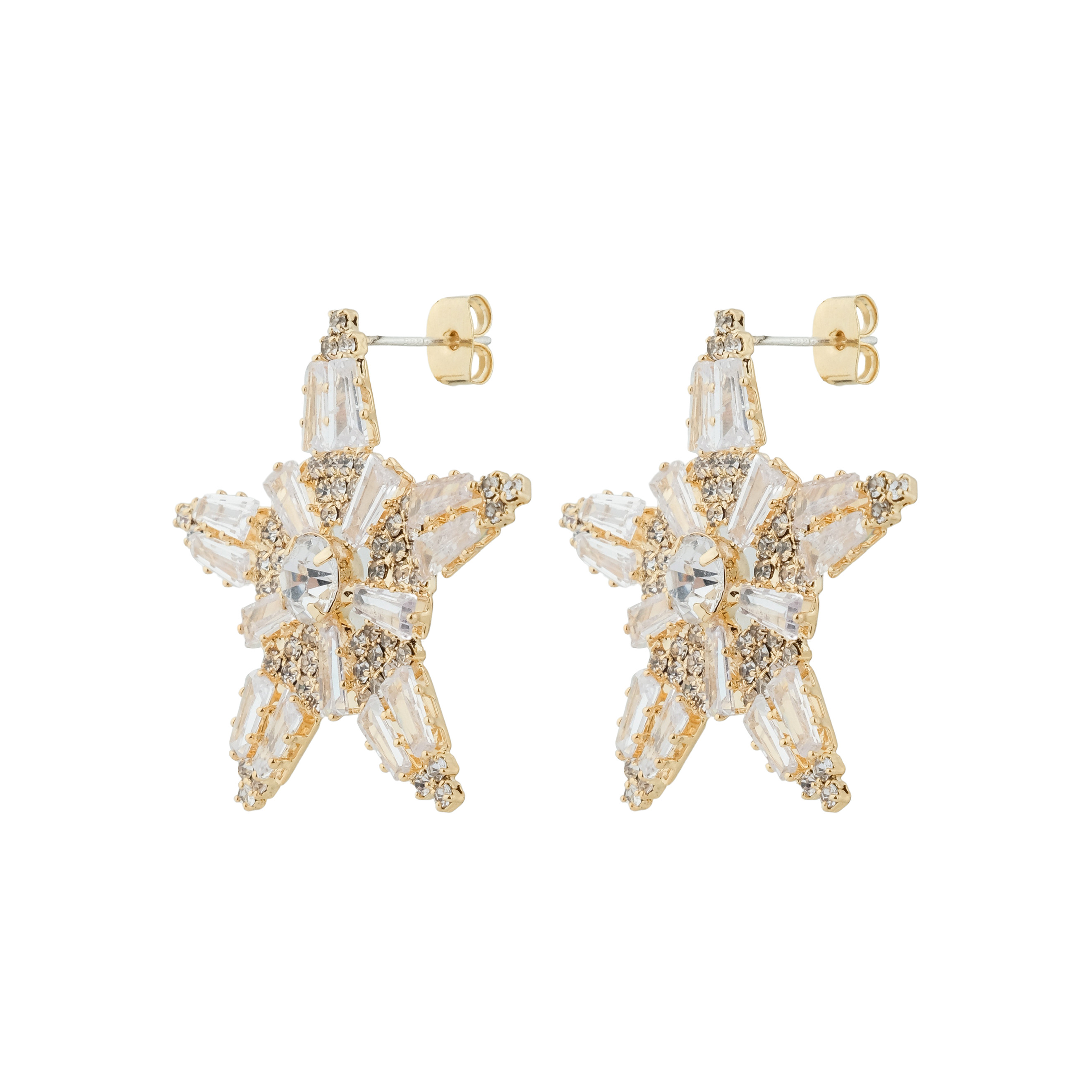 star earrings with glass inserts
