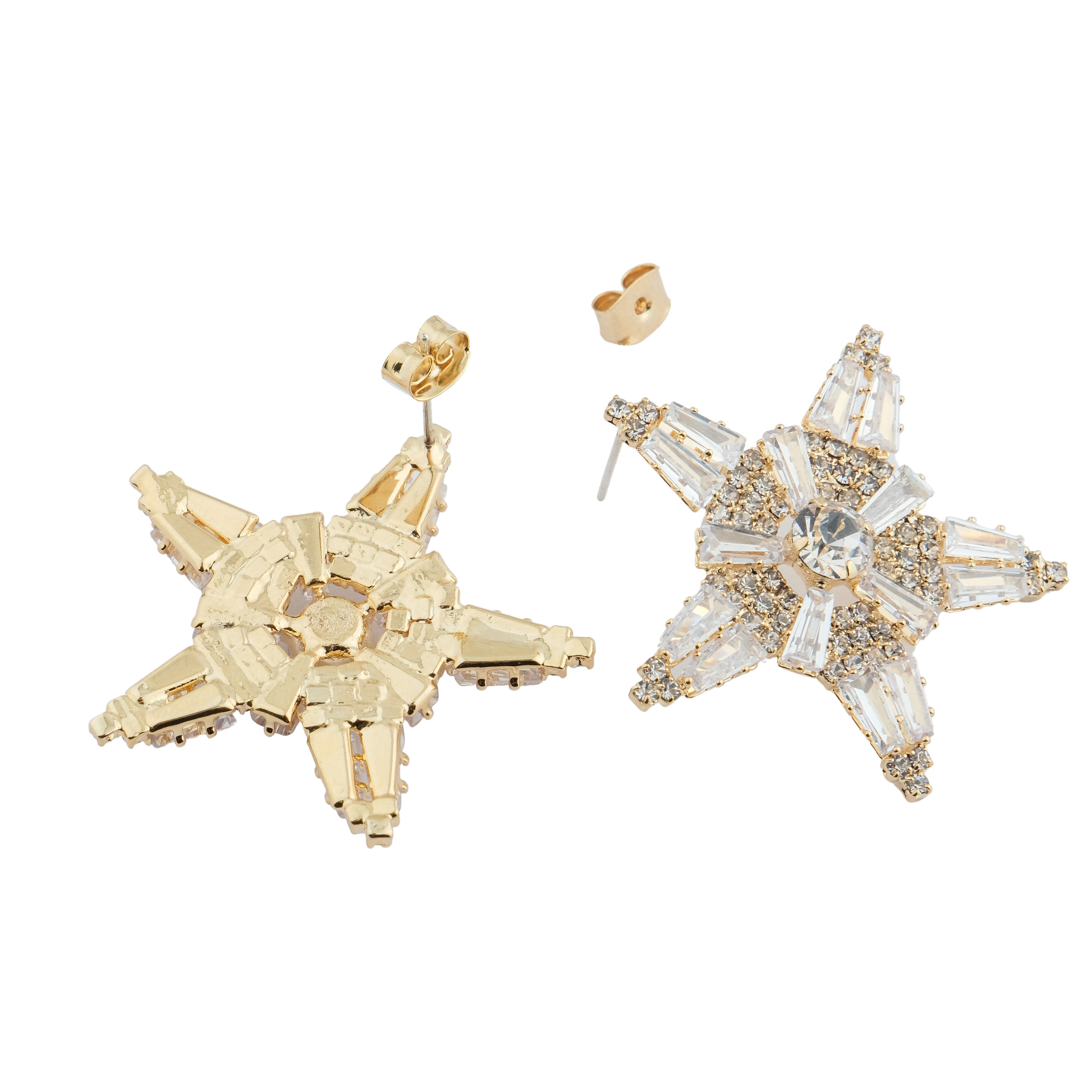 star earrings with glass inserts
