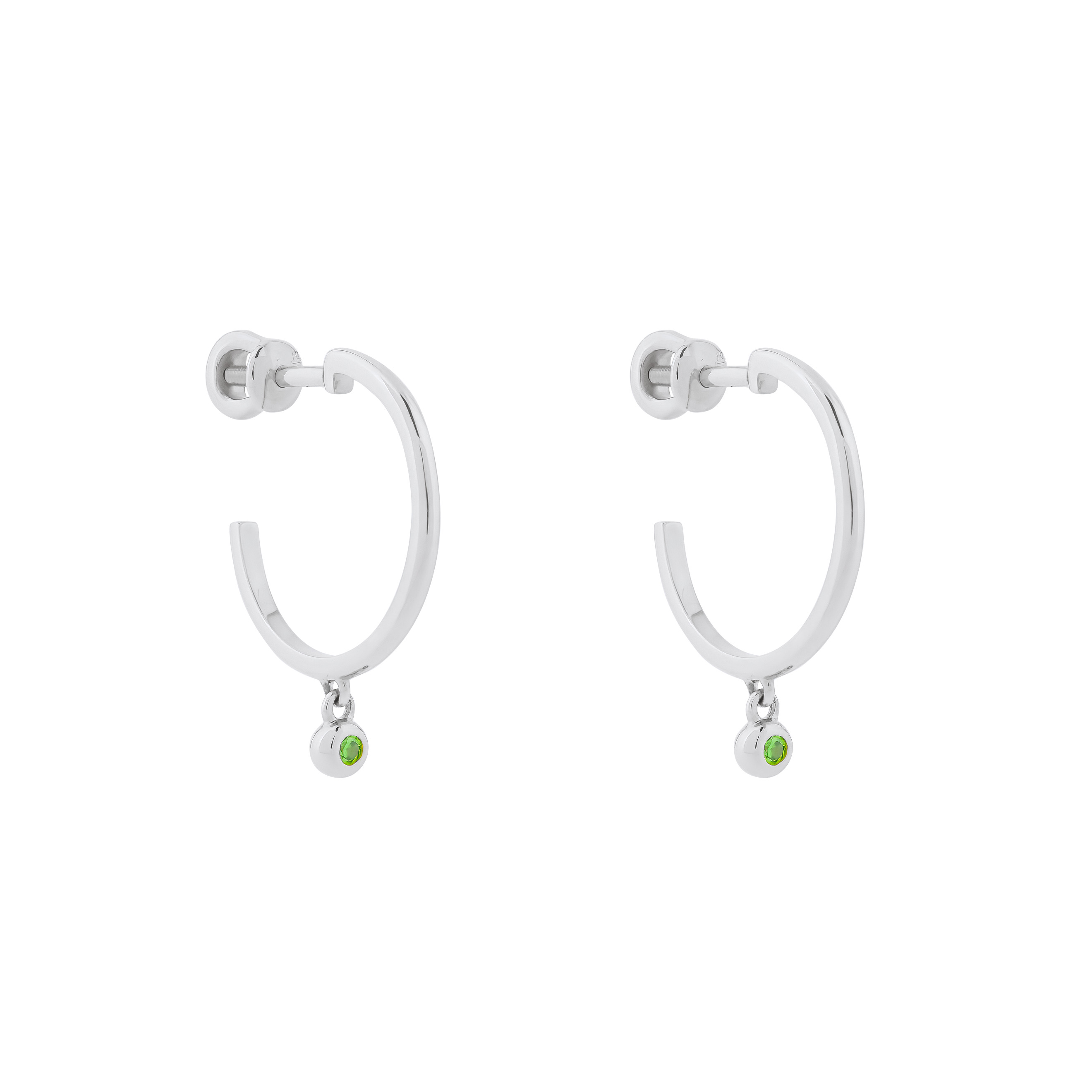 Серьги-кольца Herald Percy Diamonds Серьги из белого золота круглые незамкнутые с вставкой из демантоида