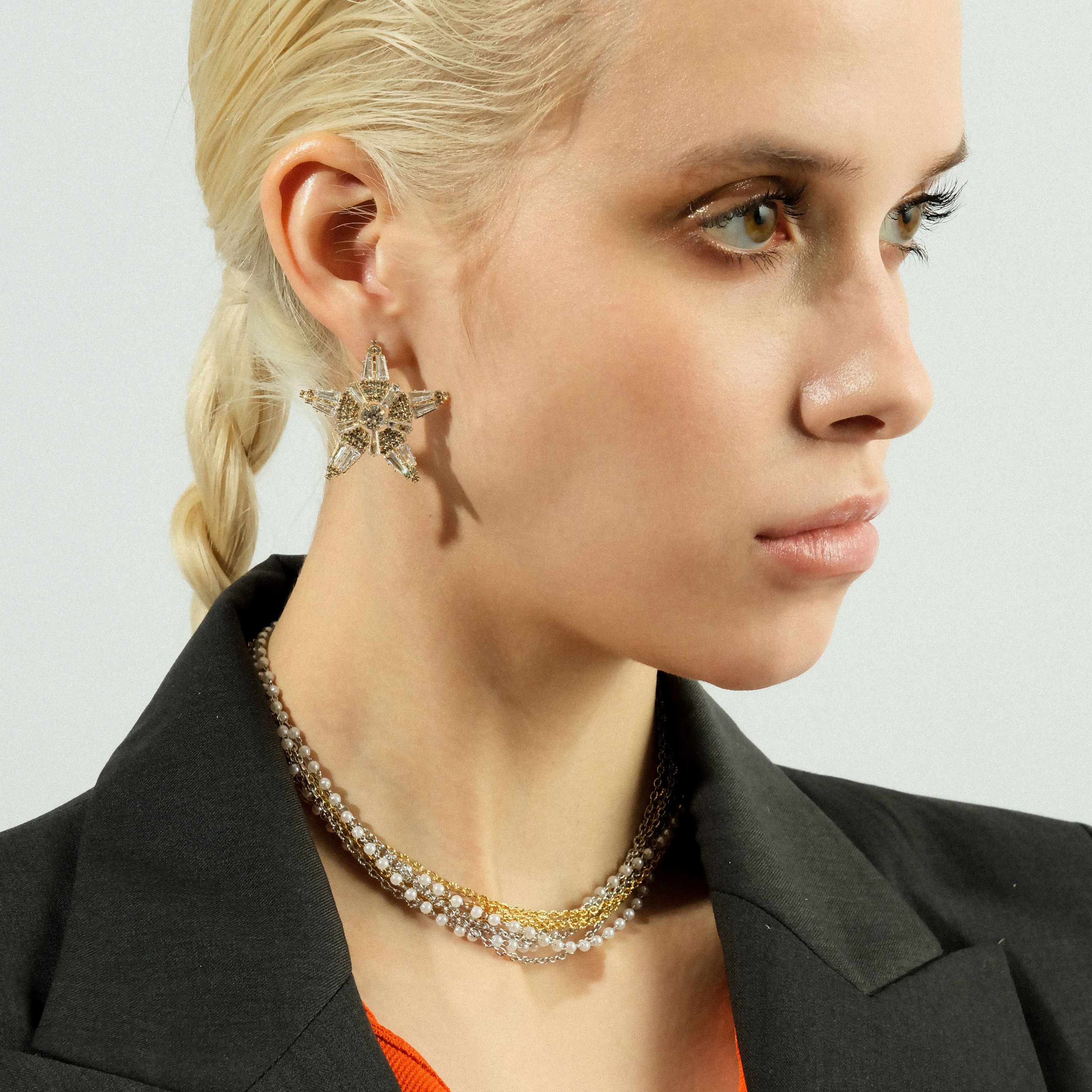 star earrings with glass inserts