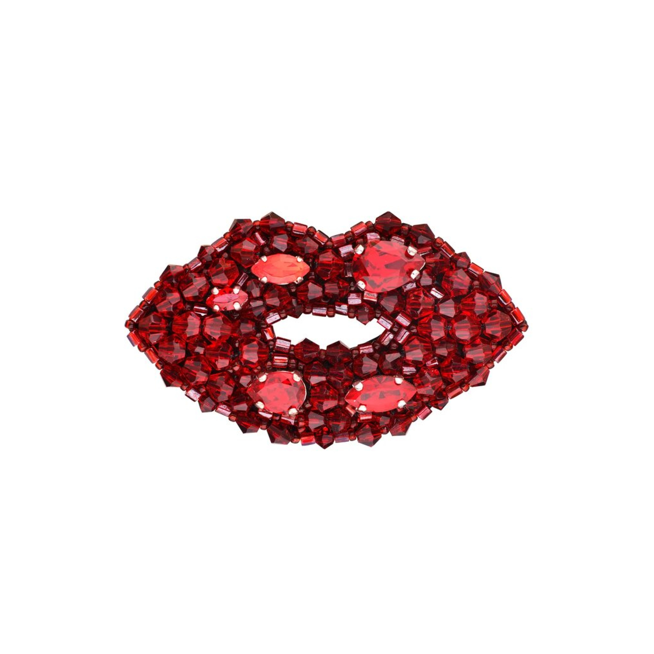Брошь в виде губ, расшитая кристаллами Lips