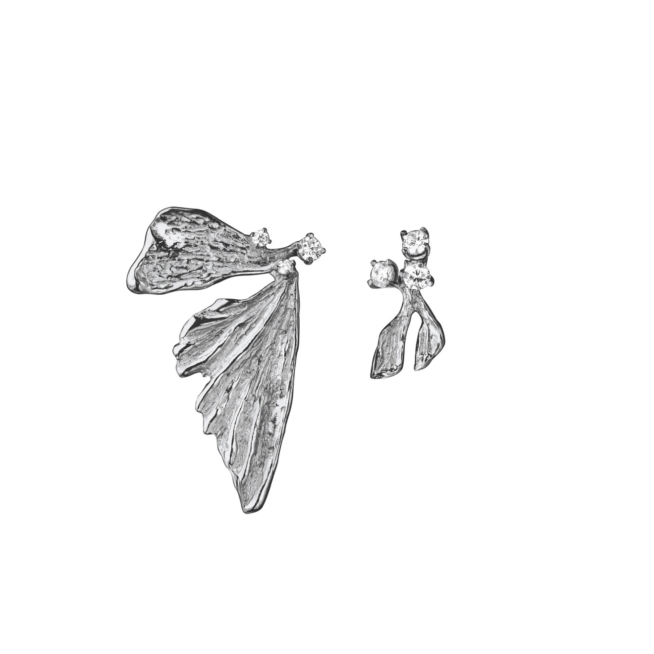Nastya Maximova Асимметричные серьги из серебра с фианитами серьги зонтики из серебра с фианитами serebromag
