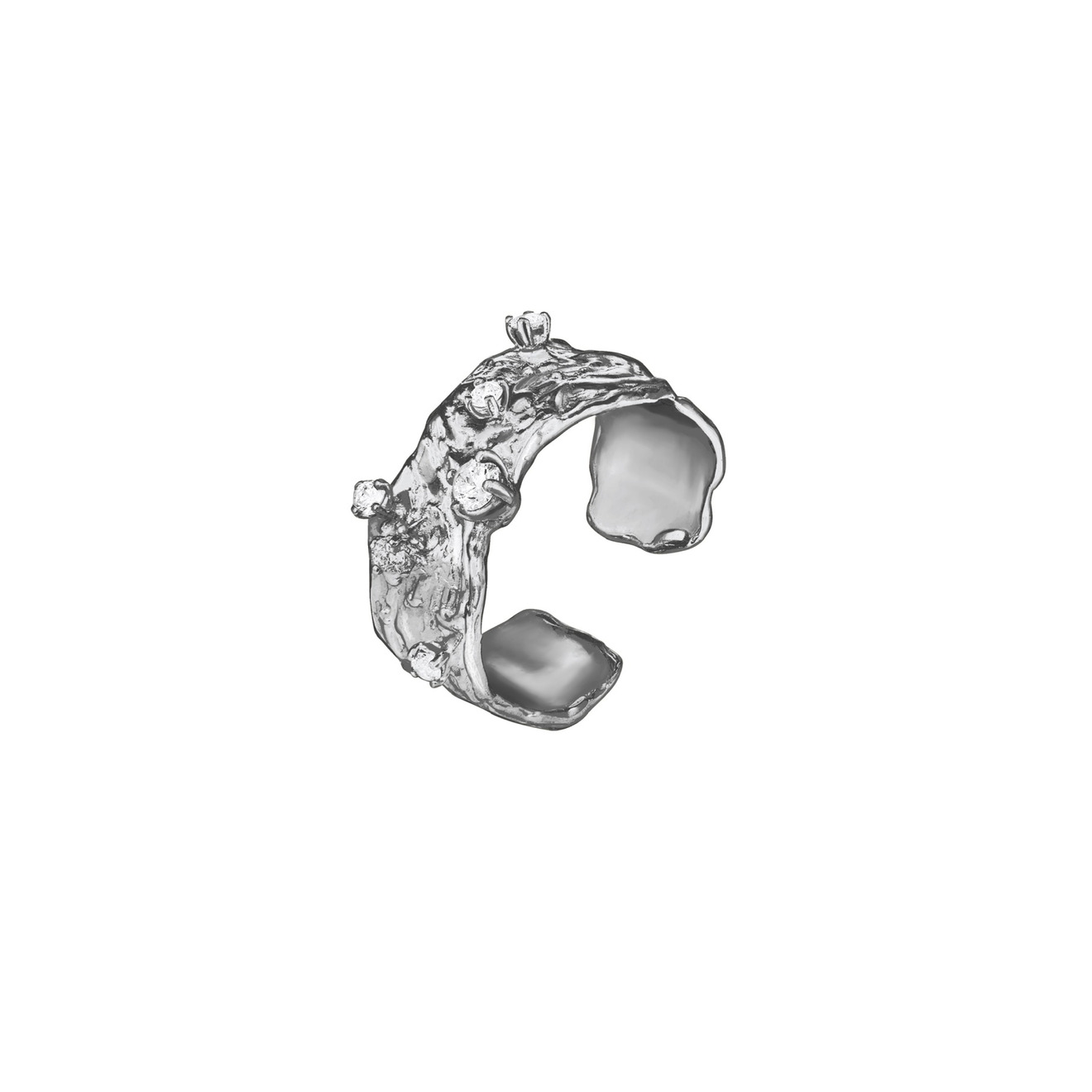nastya maximova тонкое позолоченное кольцо из серебра с 5 кристаллами Nastya Maximova Безразмерное кольцо из серебра с фианитами