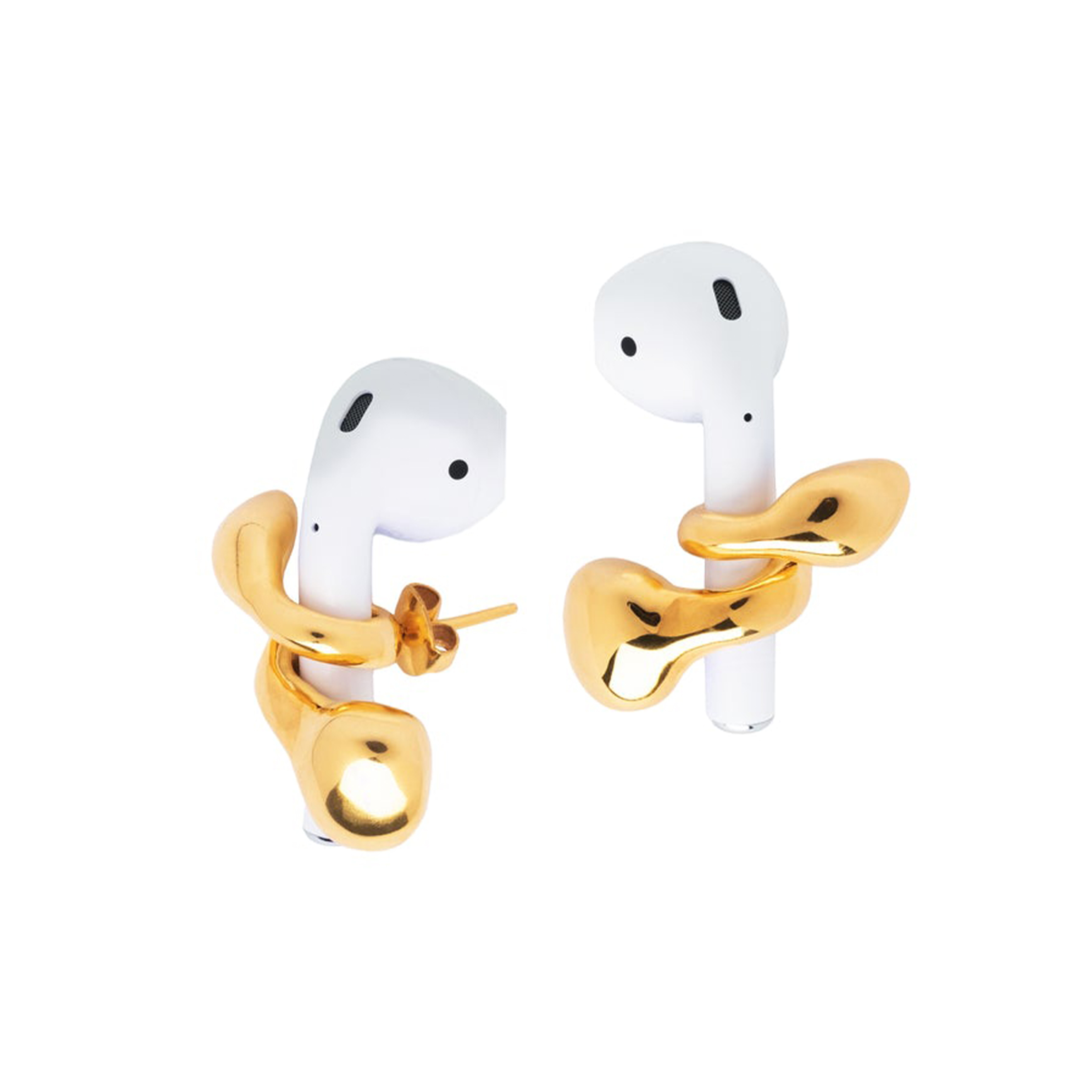 Позолоченные серьги завитые с креплением для airpods