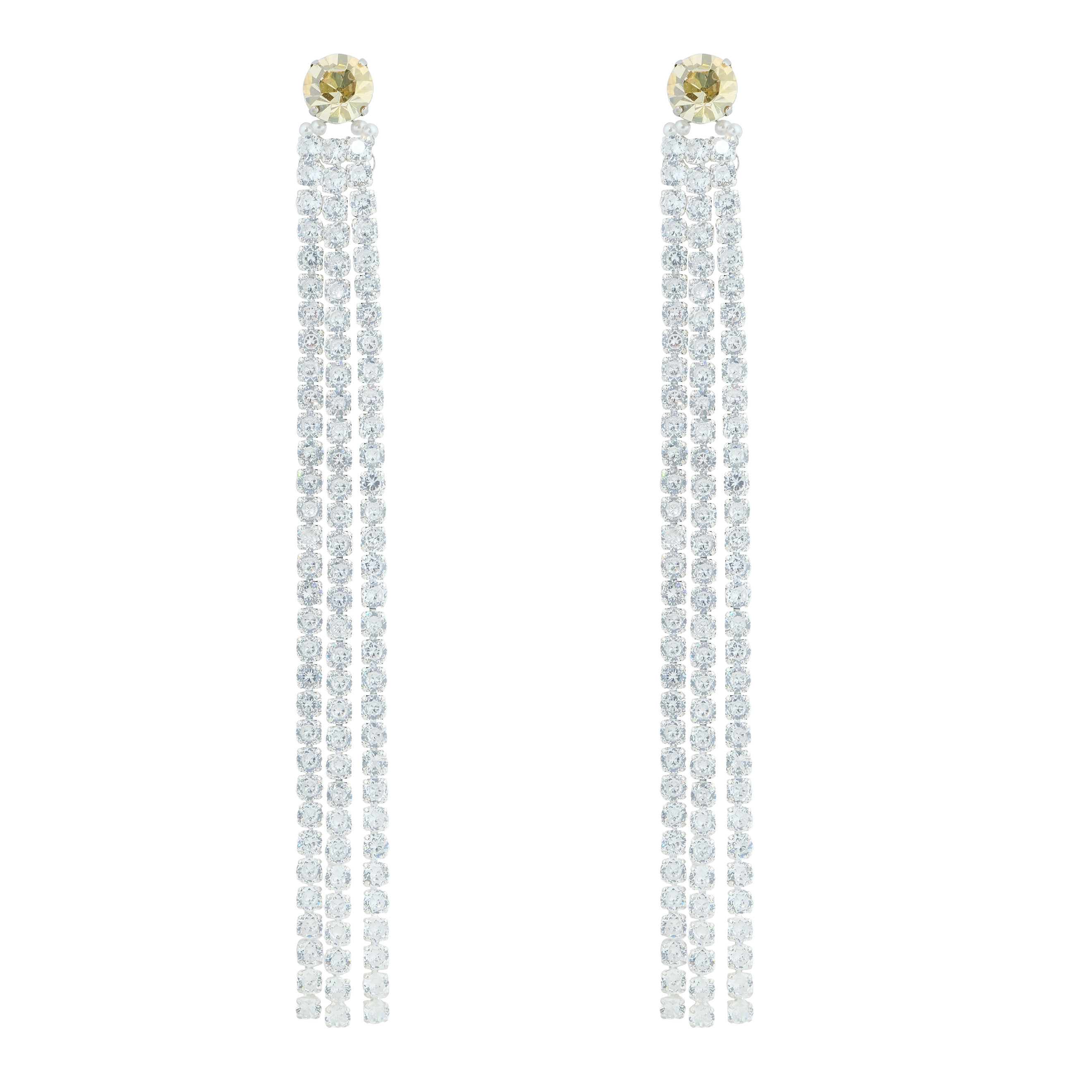 long earrings with crystal inserts