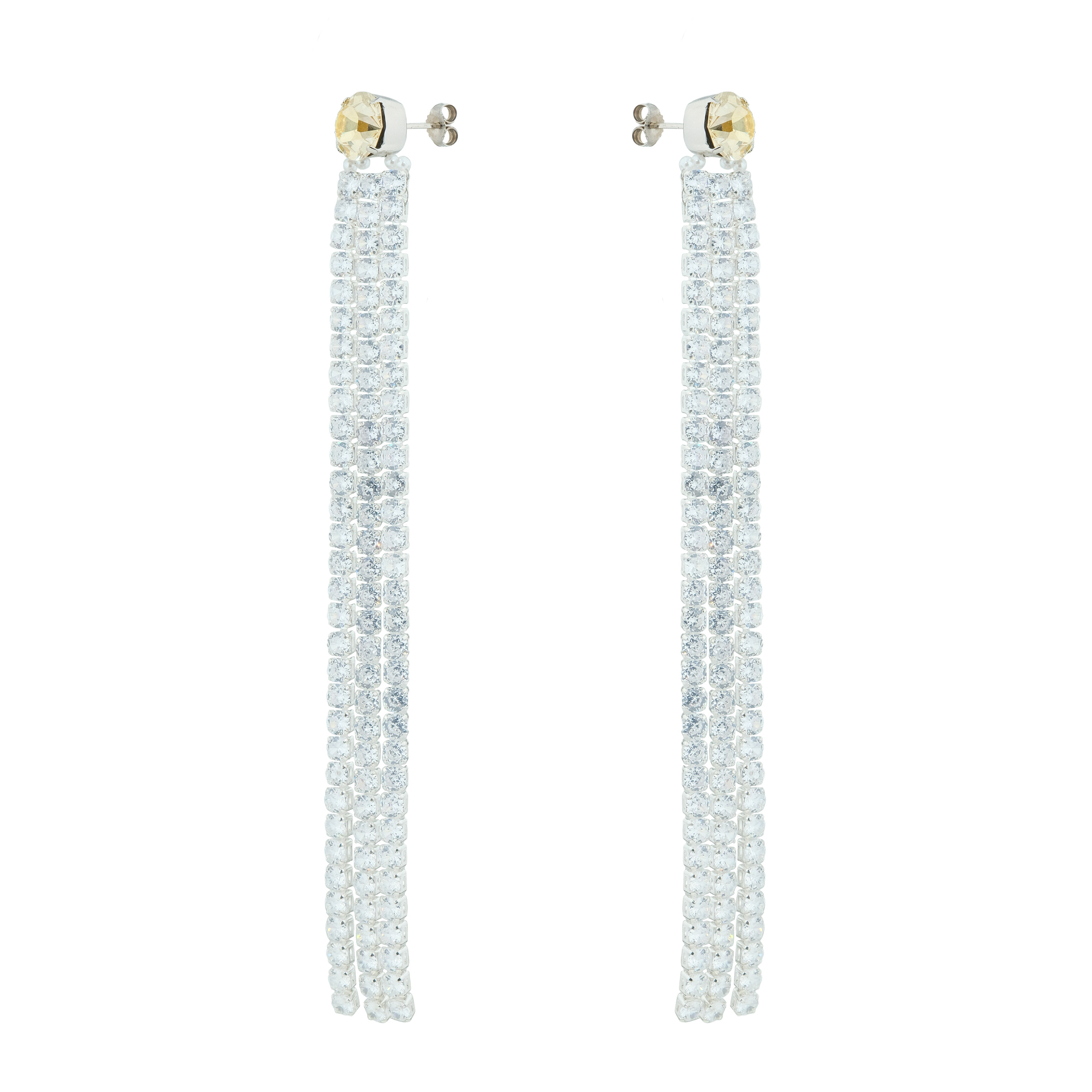 long earrings with crystal inserts