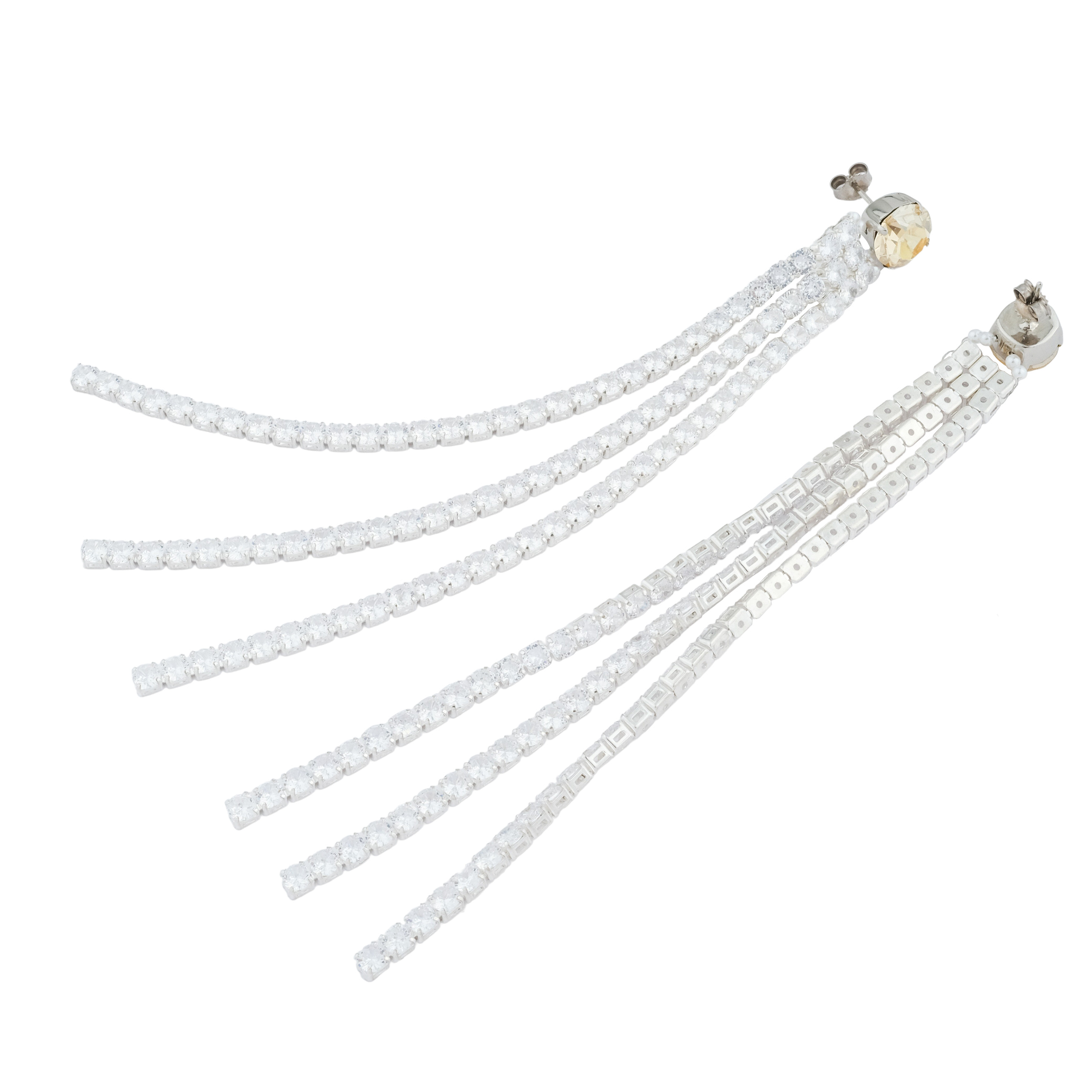 long earrings with crystal inserts
