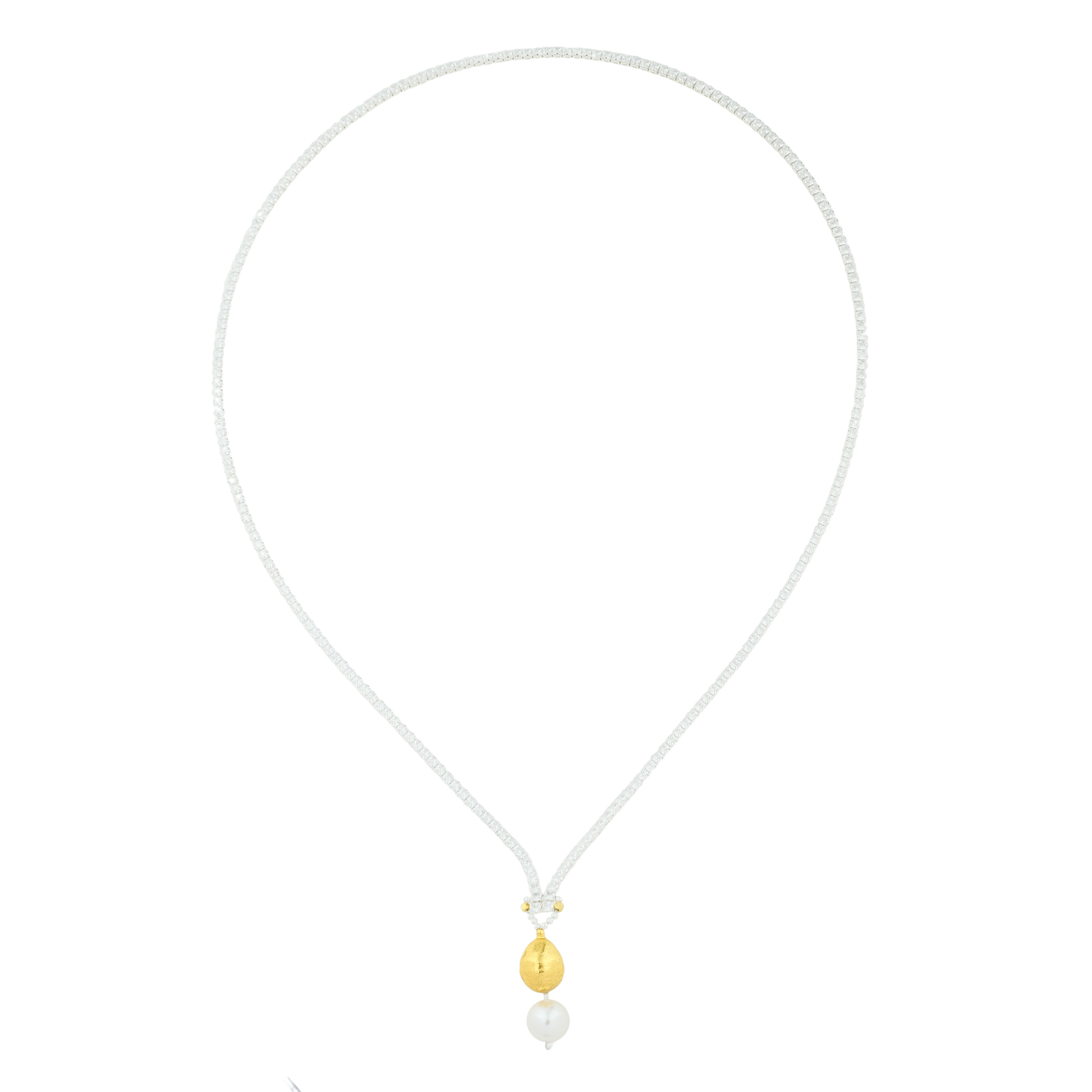 Necklace with crystals, gold element and zhechug