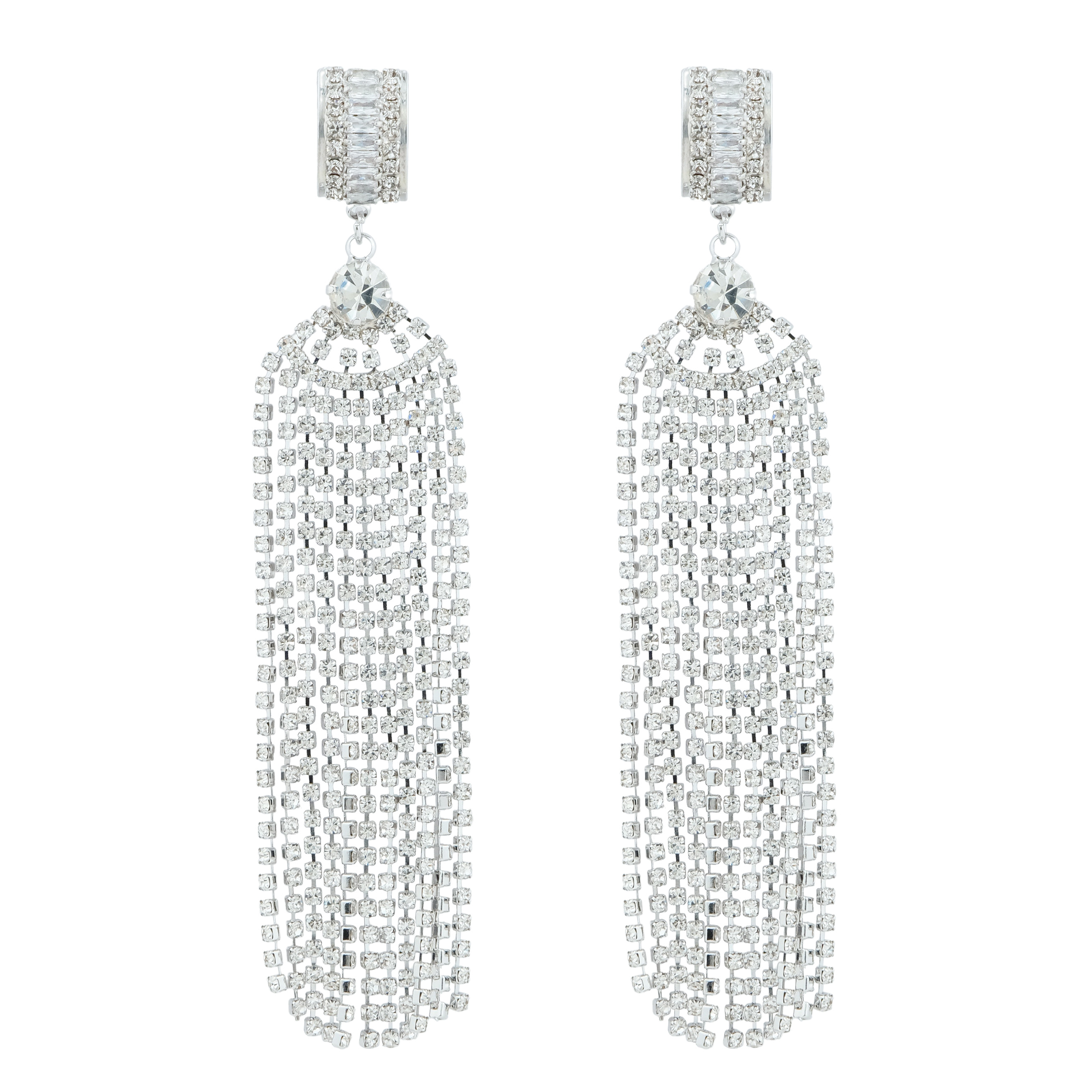 earrings with pendant tassels made of pavй crystals