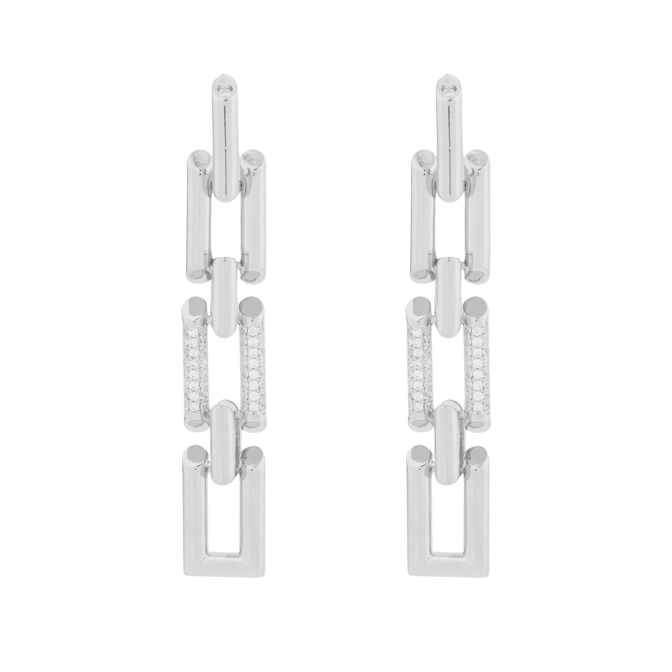 earrings made of six links with crystals
