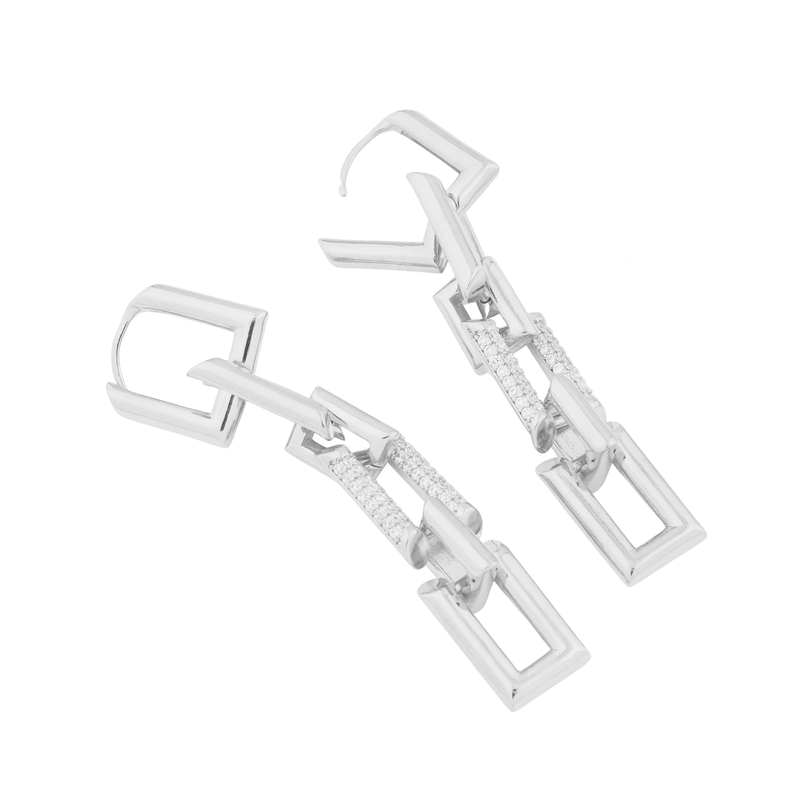 earrings made of six links with crystals