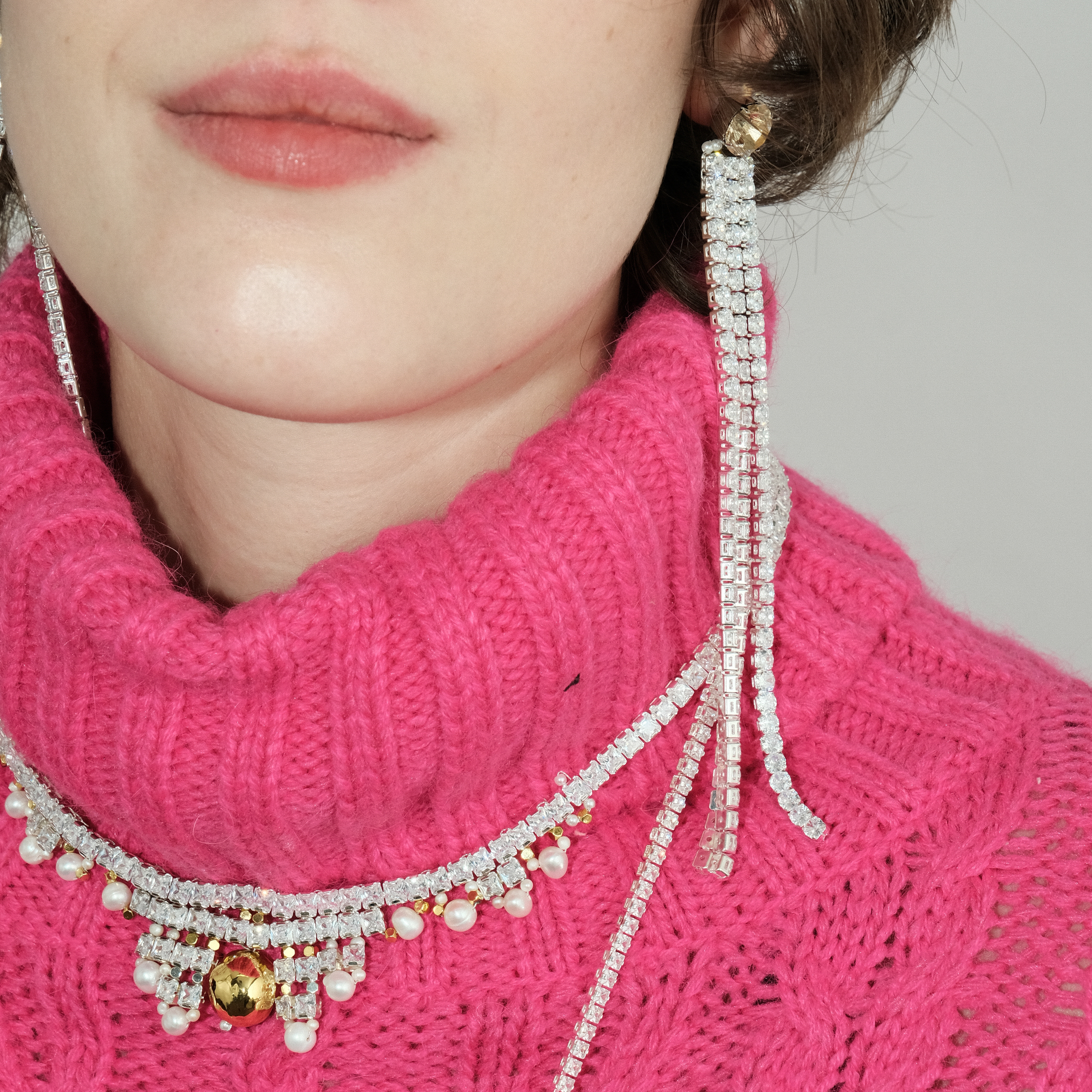 long earrings with crystal inserts