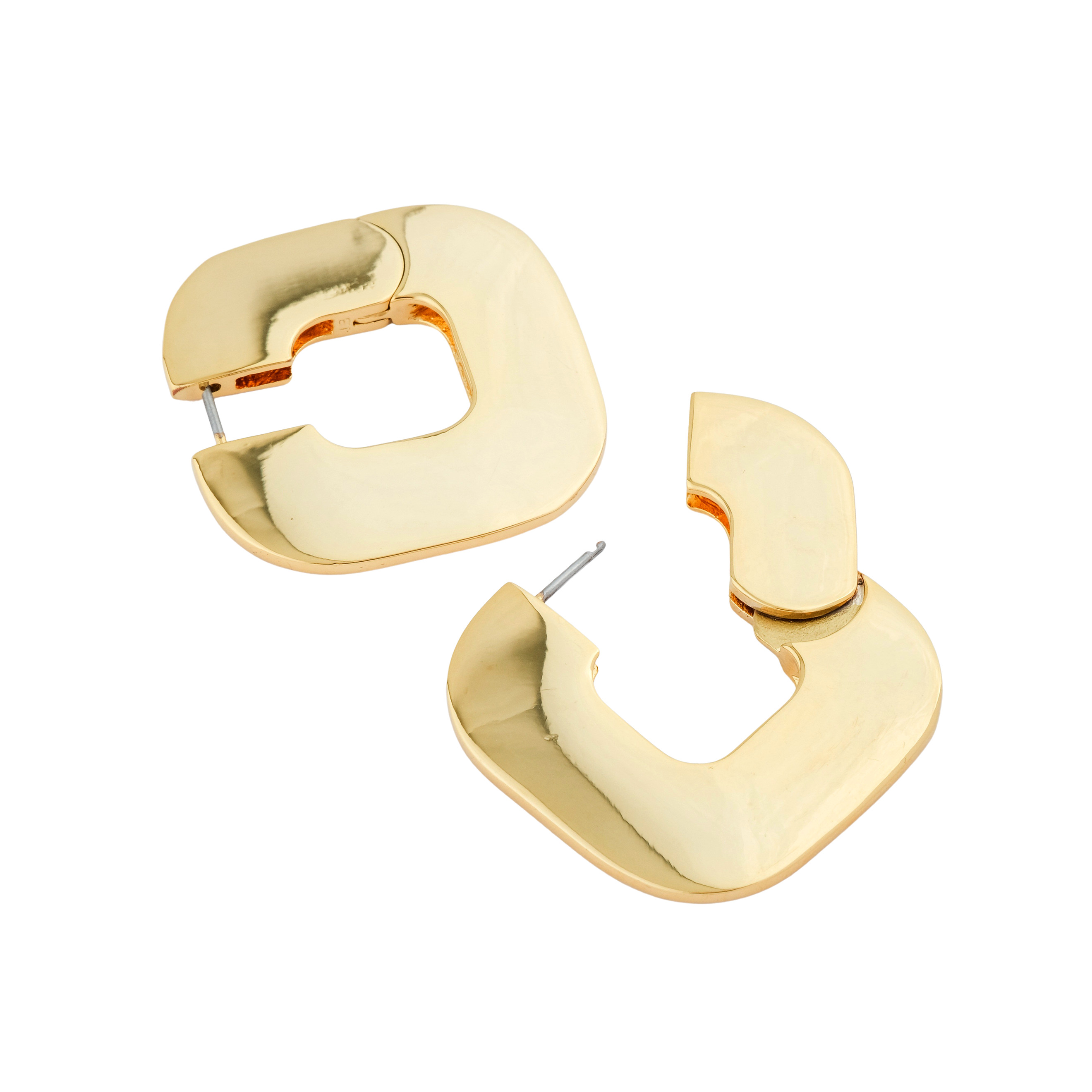 Gold-plated Square Mega Cushion Earrings