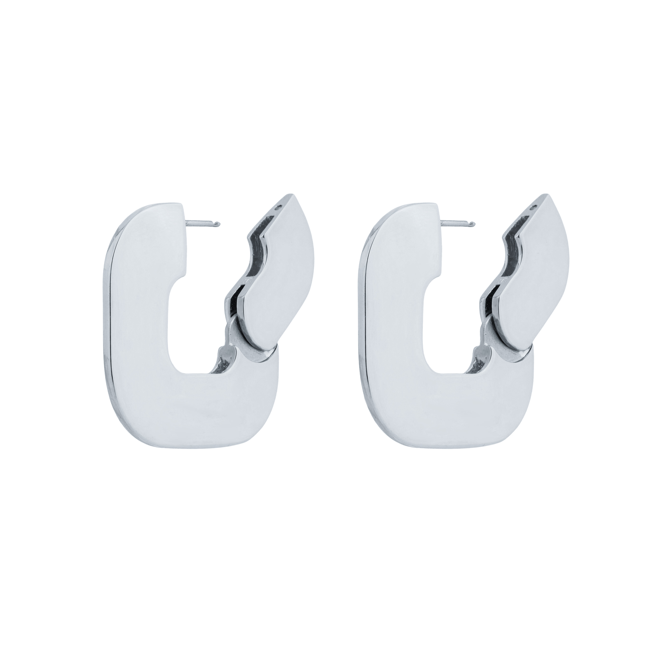 Mega Cushion Square Earrings with Silver Coating