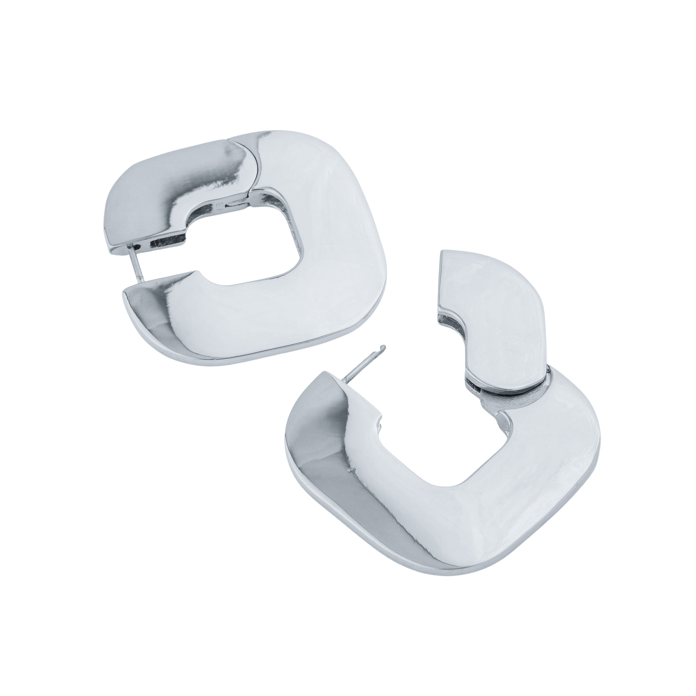 Mega Cushion Square Earrings with Silver Coating