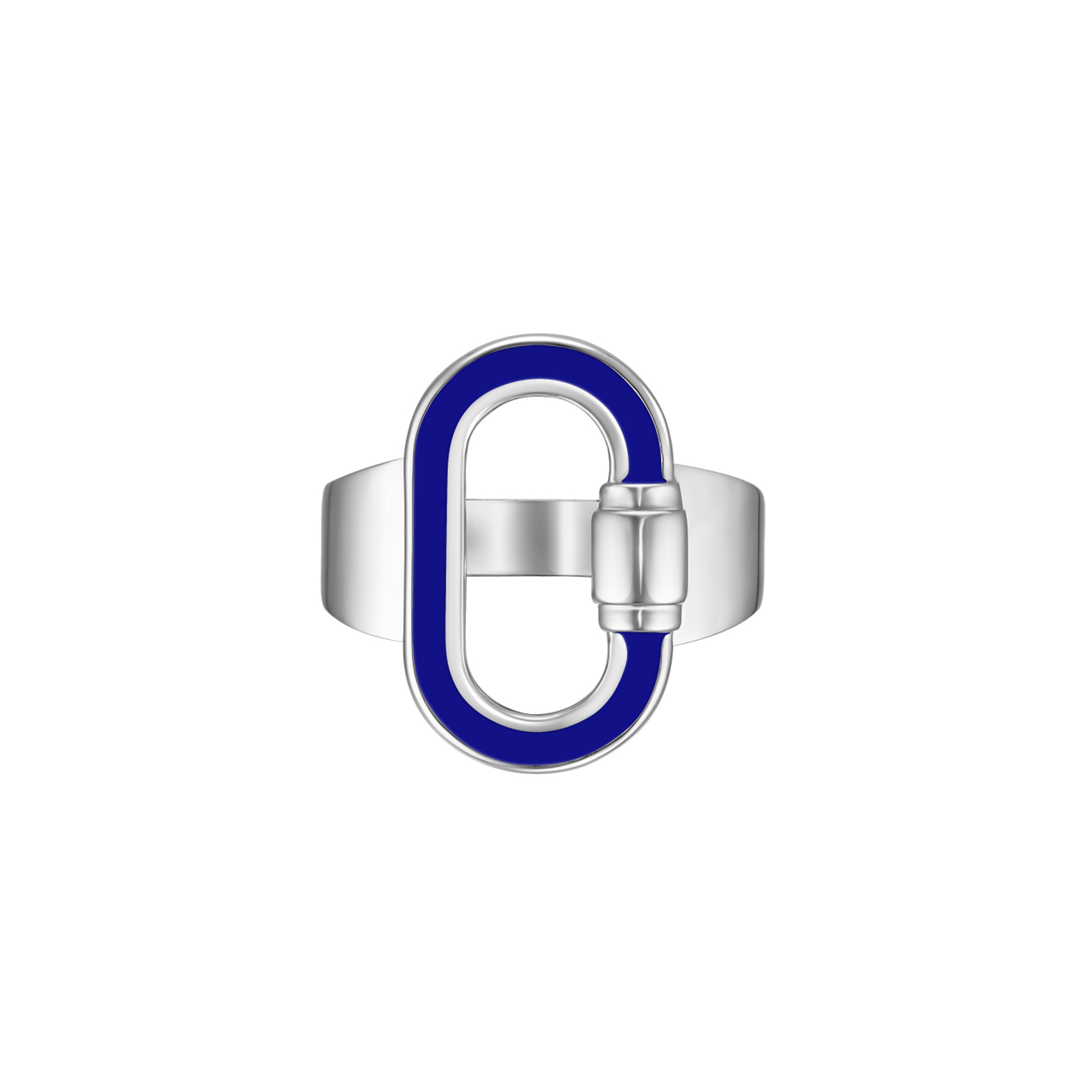 Silver ring with blue insert