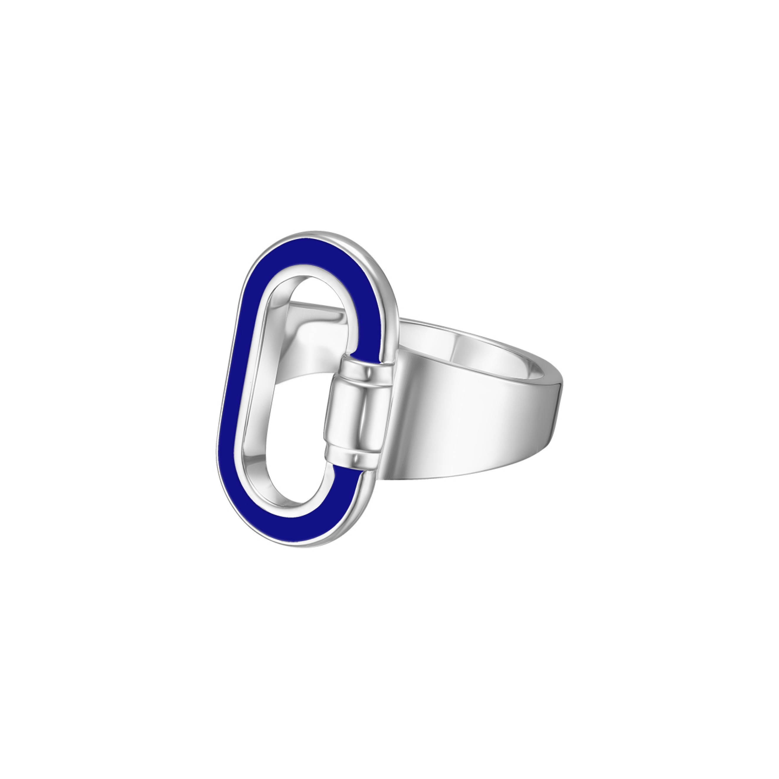 Silver ring with blue insert