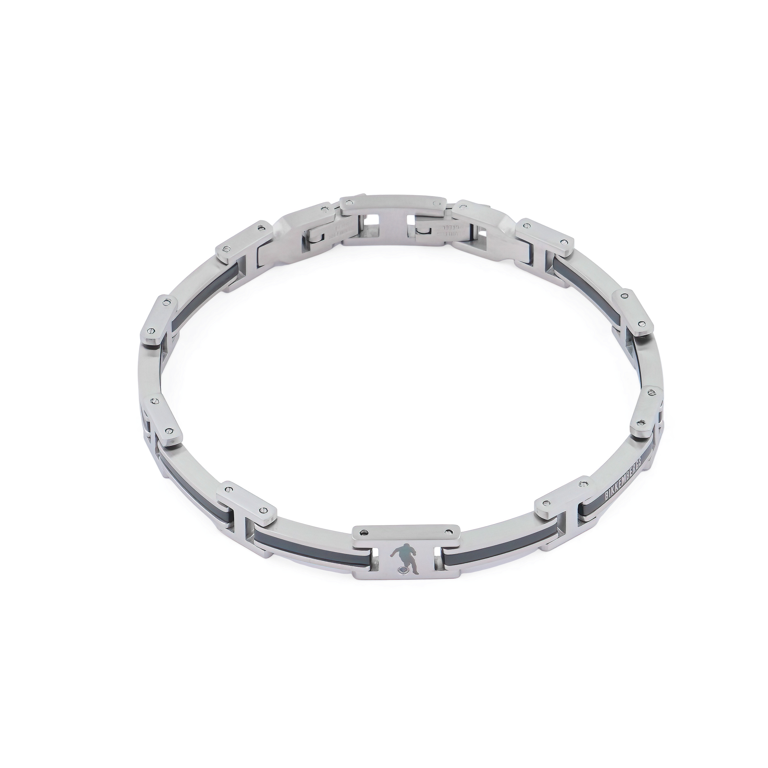 Stainless steel bracelet with one black diamond