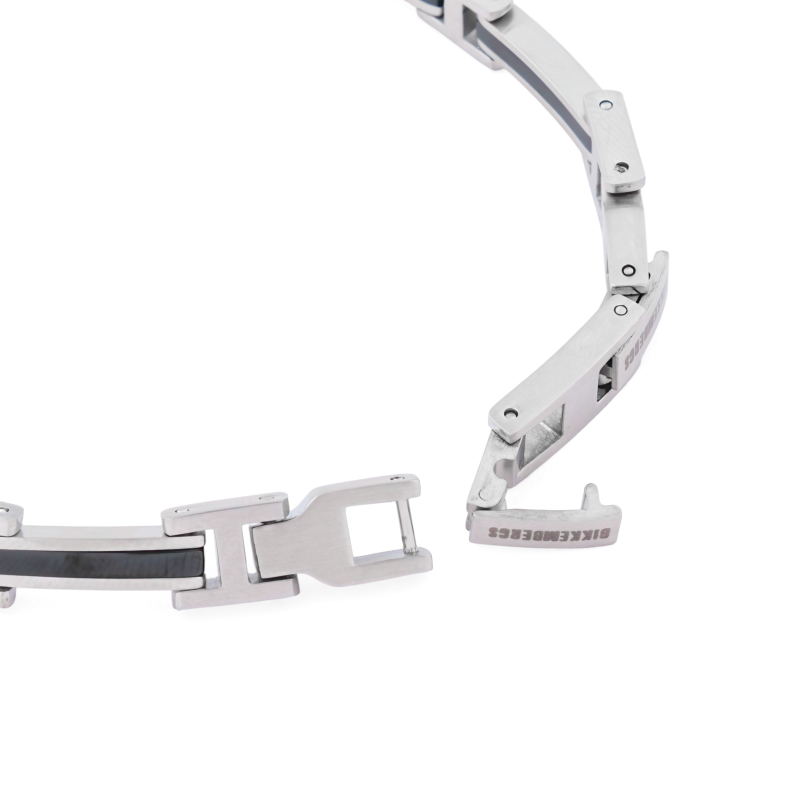 Stainless steel bracelet with one black diamond