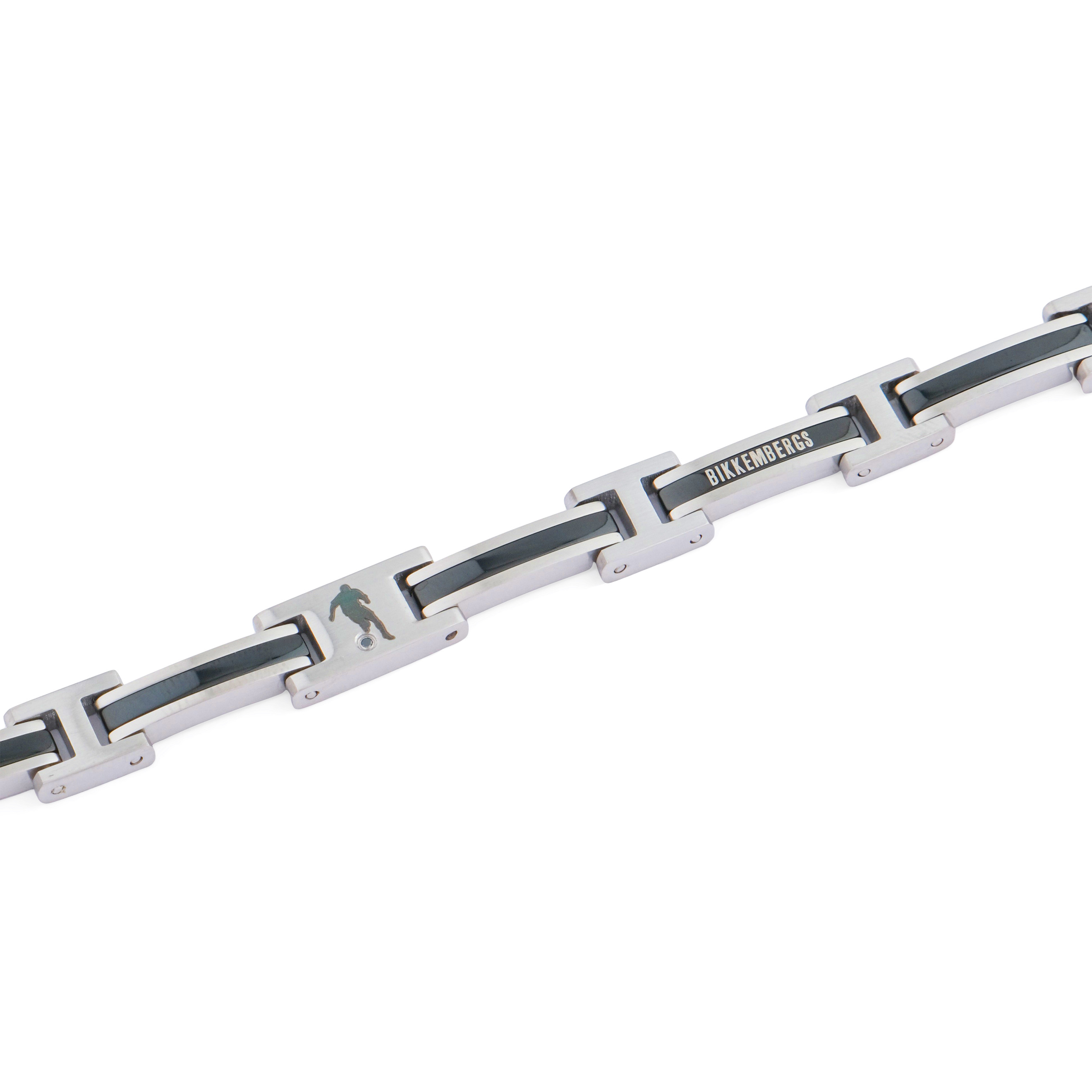 Stainless steel bracelet with one black diamond