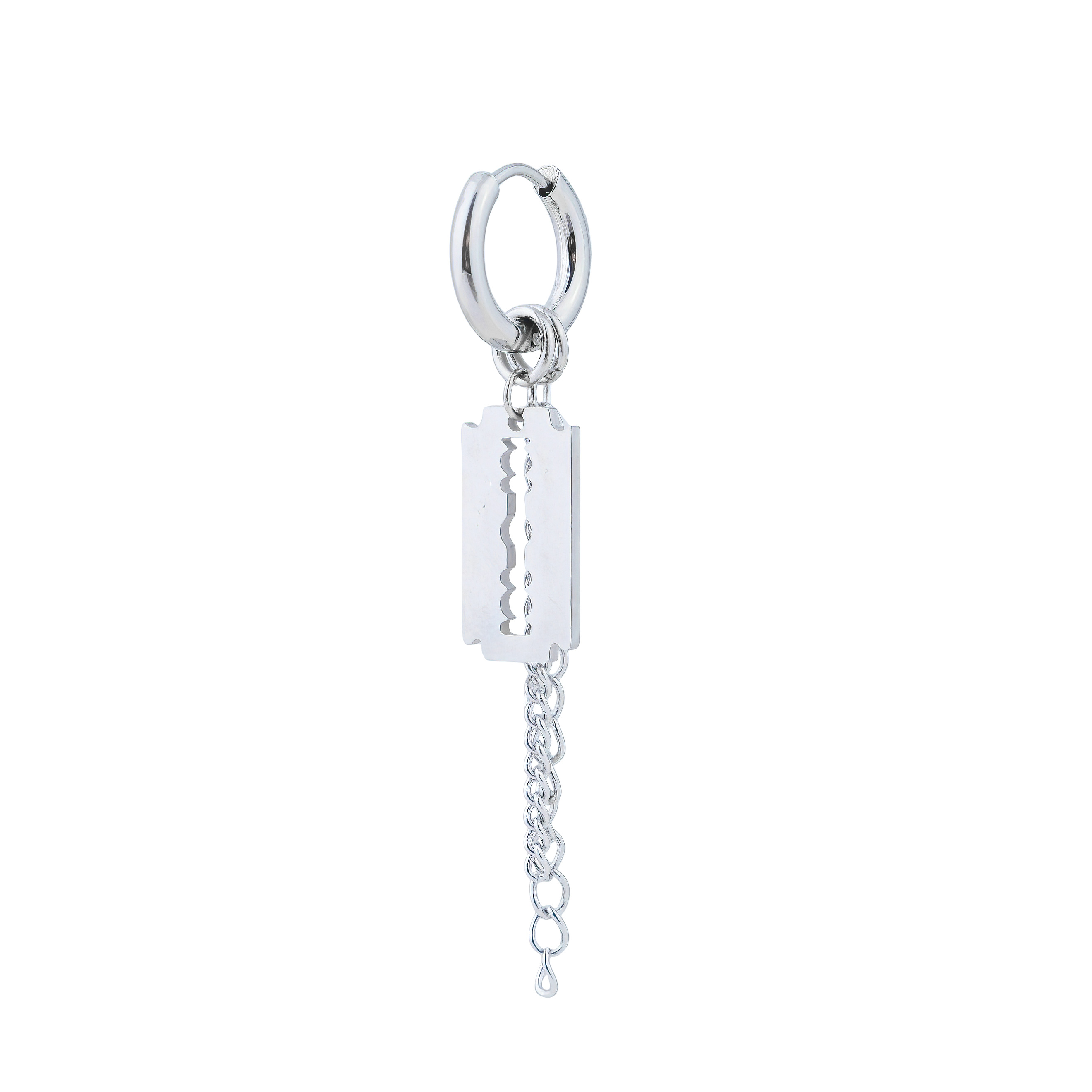 single earring with a blade pendant and chain
