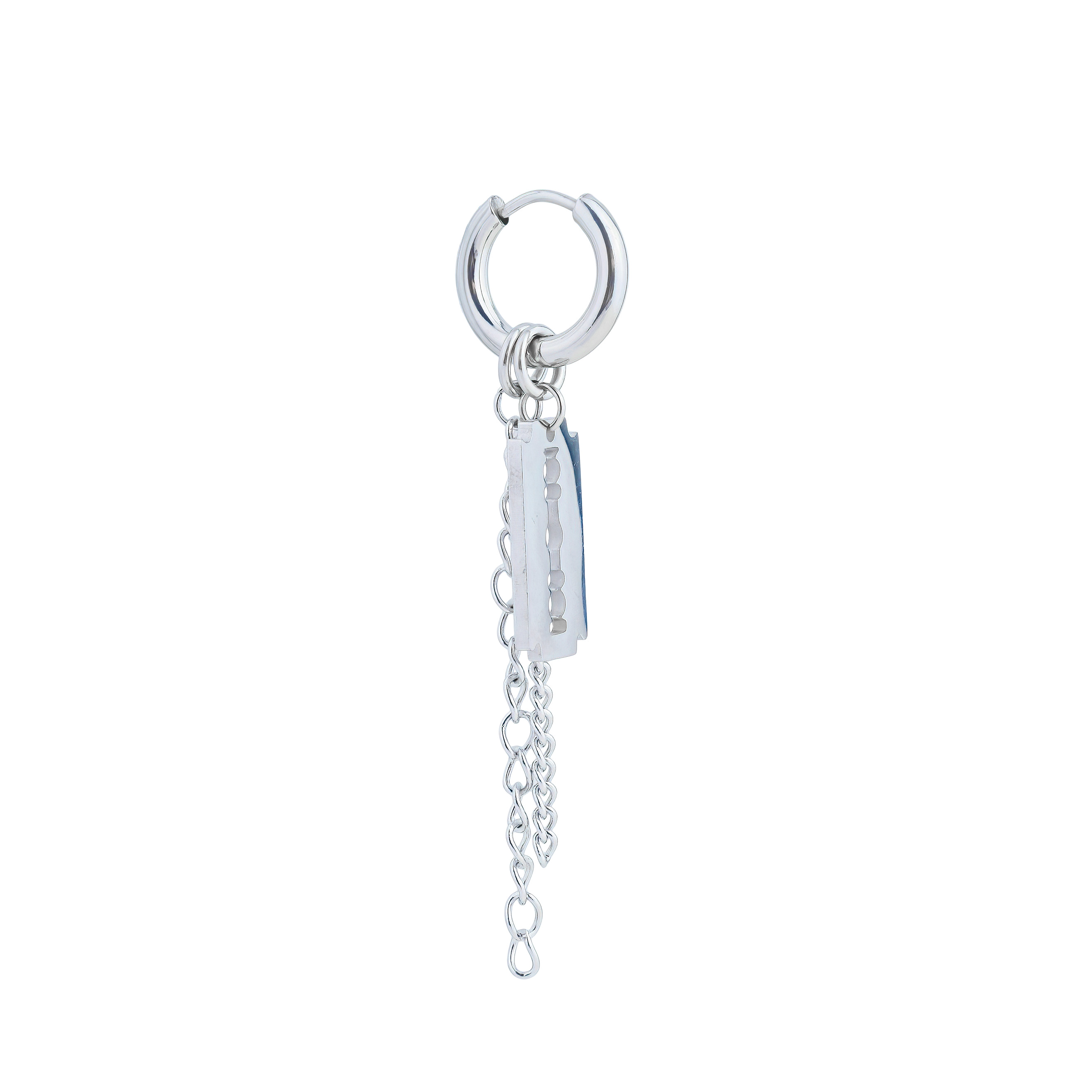 single earring with a blade pendant and chain