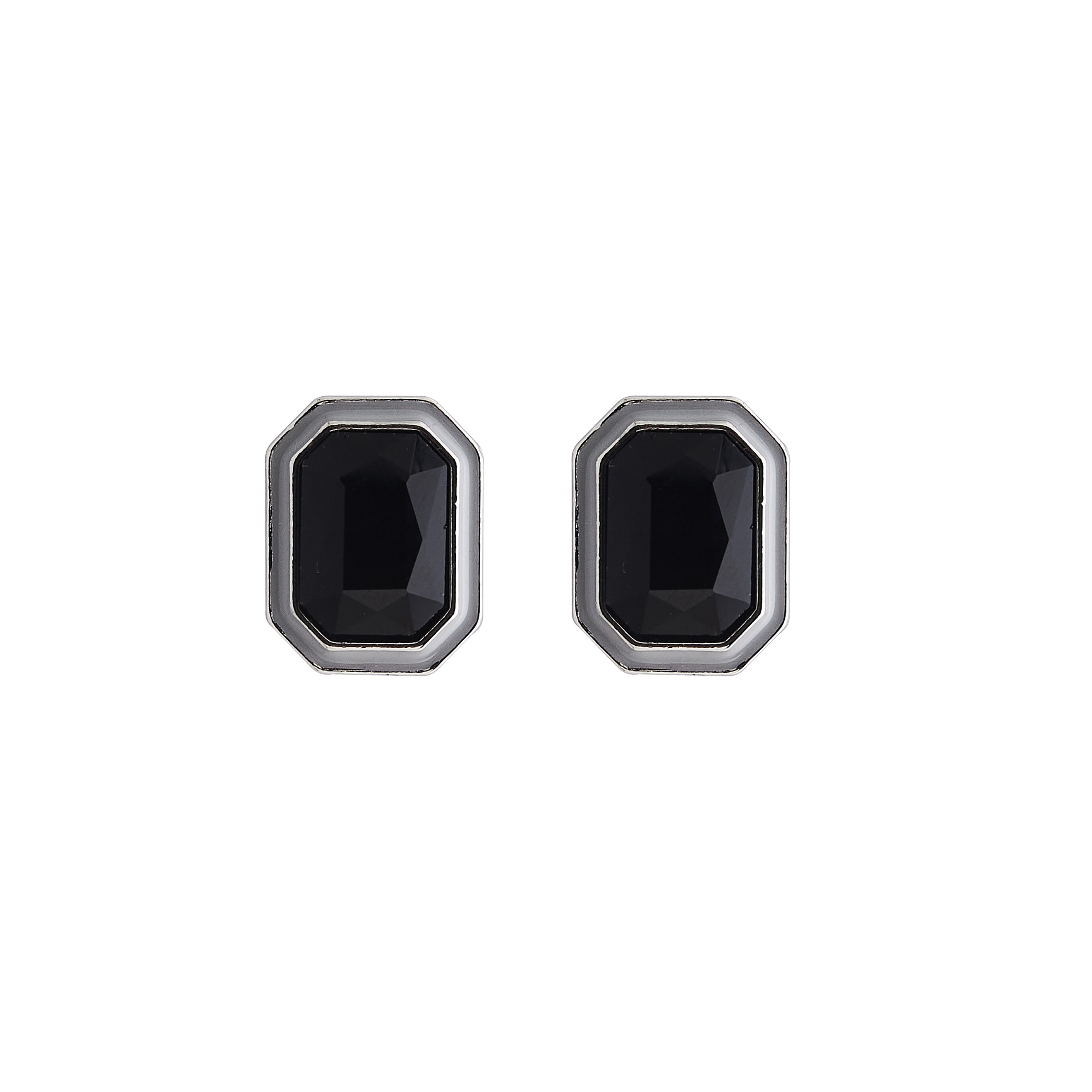 Large  earrings with black crystals and white enamel