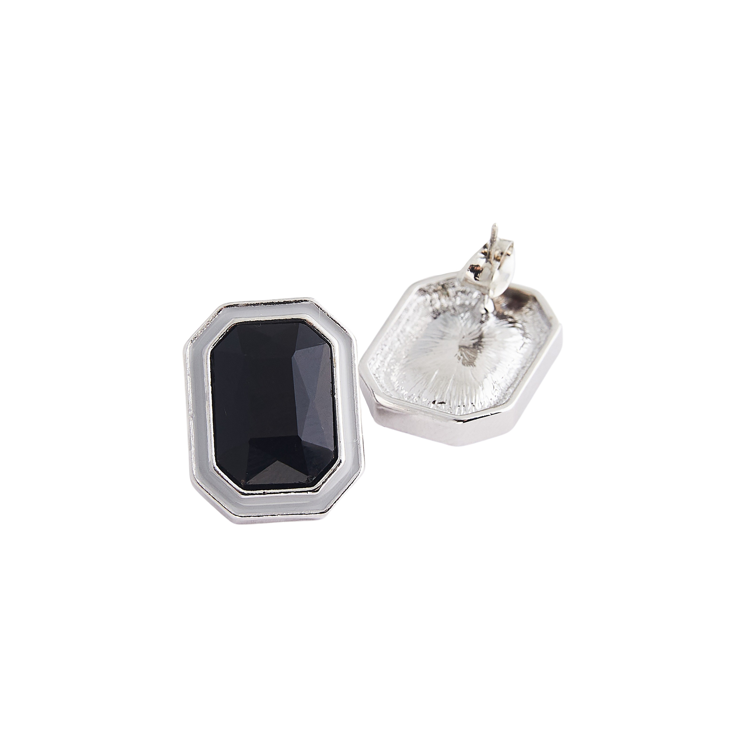 Large  earrings with black crystals and white enamel