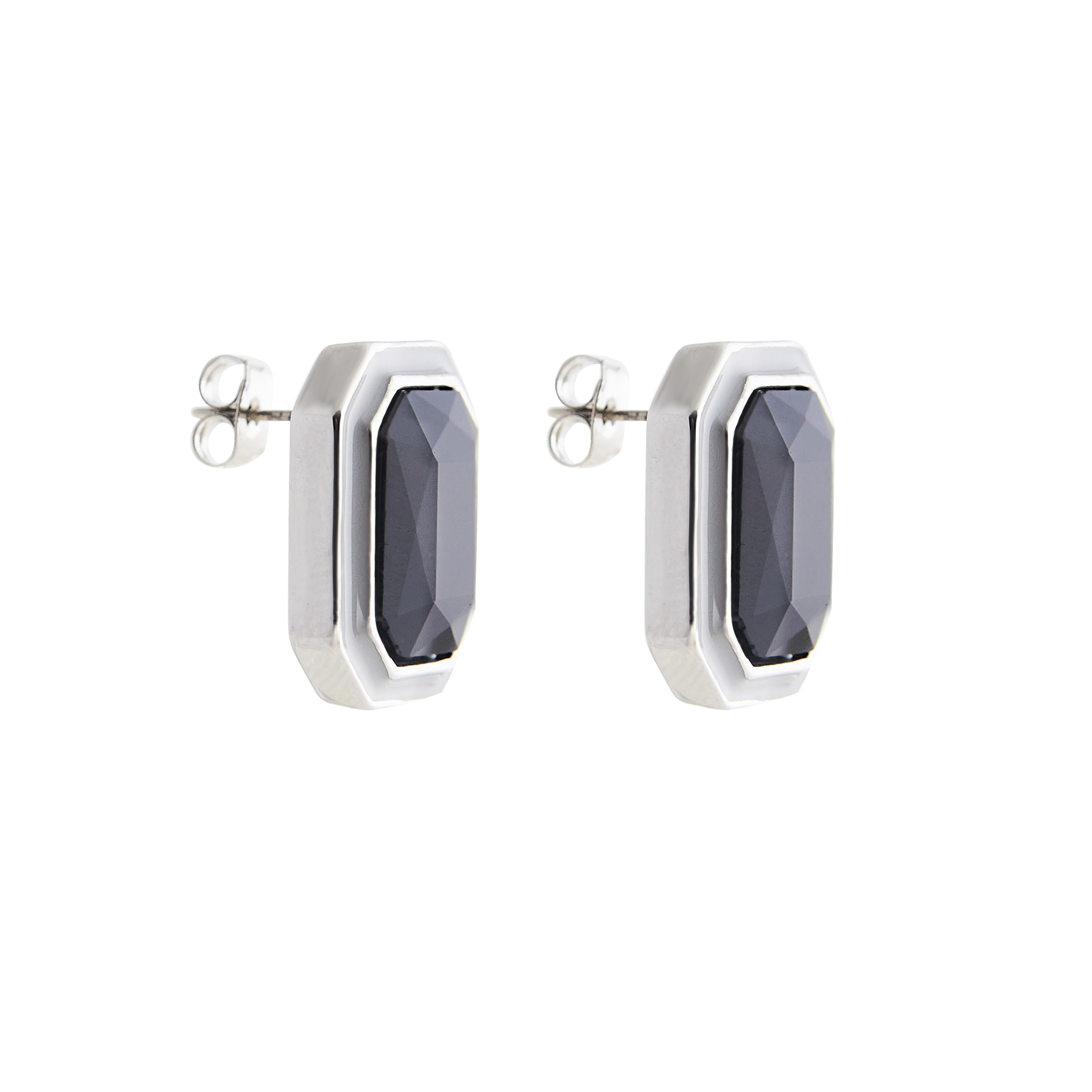 Large  earrings with black crystals and white enamel