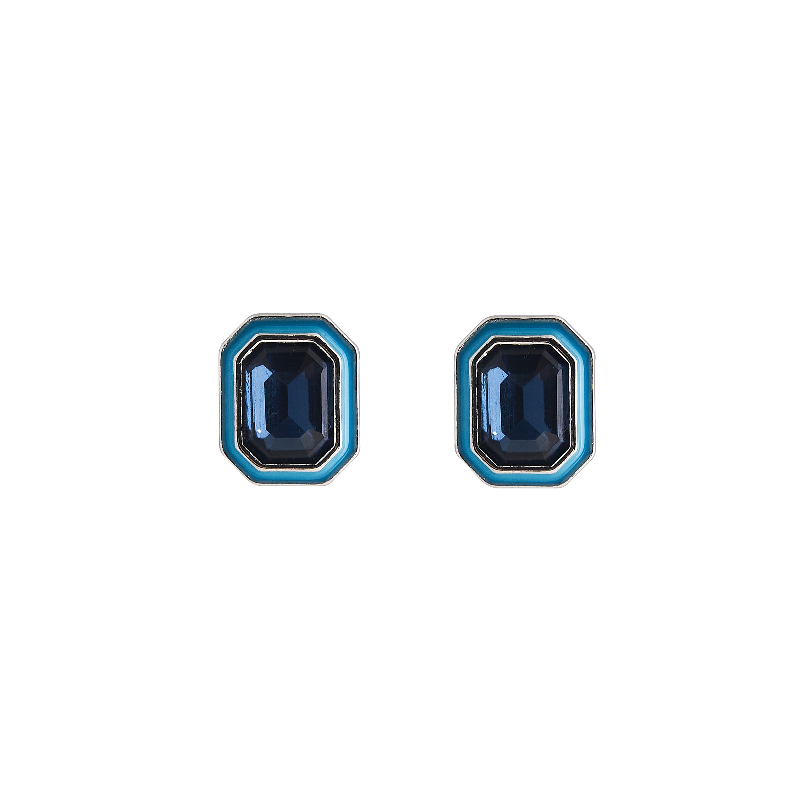earrings with blue crystals and blue enamel