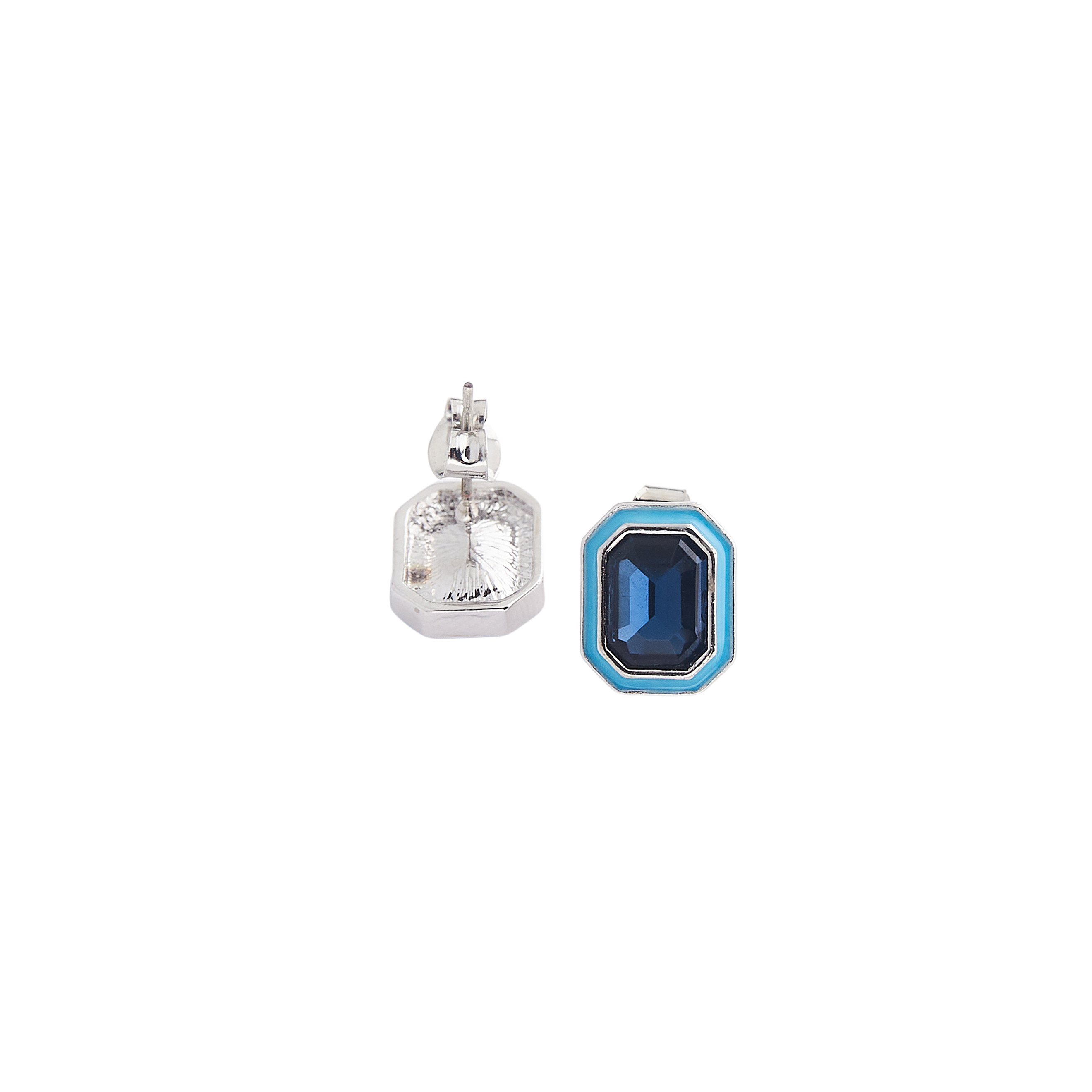 earrings with blue crystals and blue enamel
