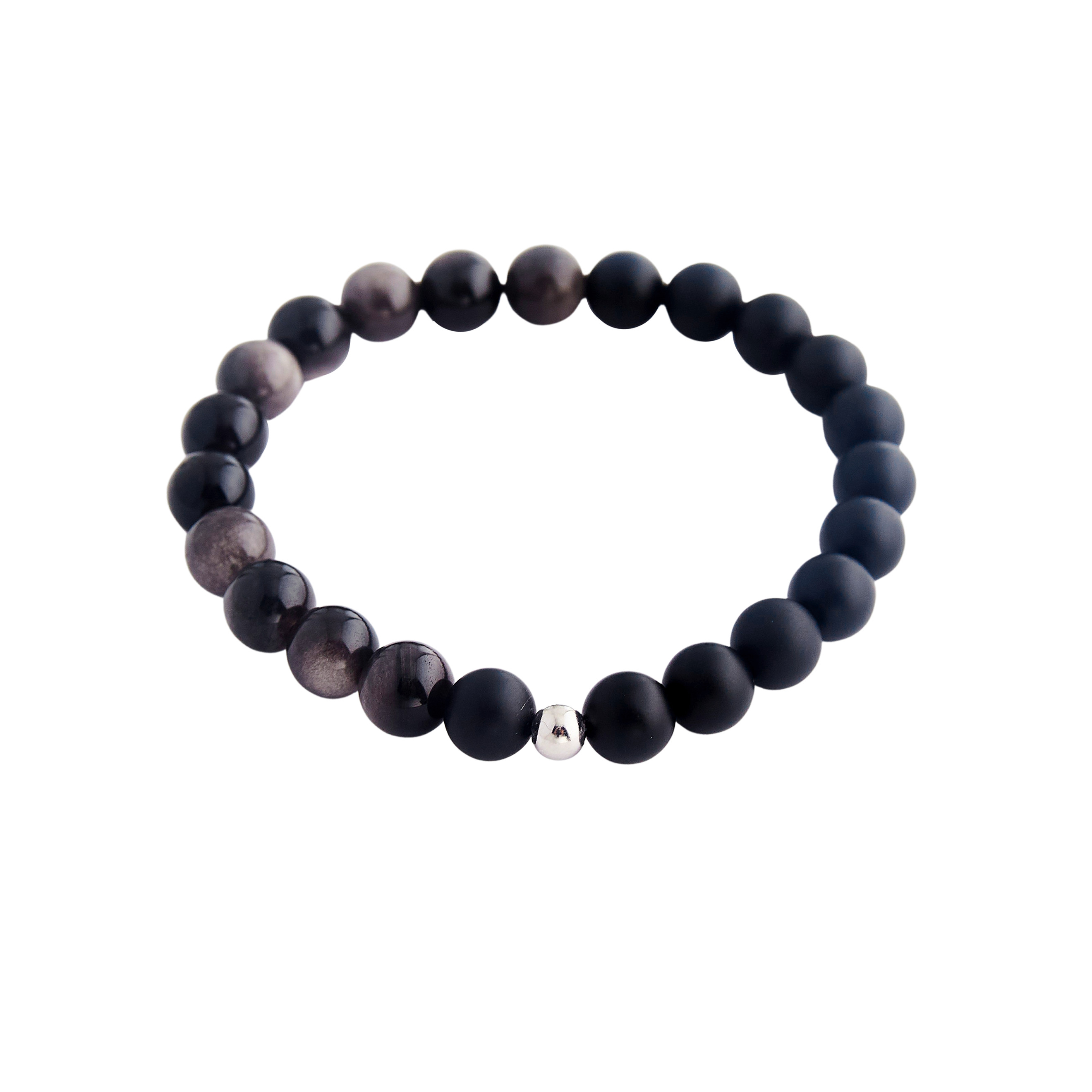 Bracelet made of agate and grey obsidian Ø8mm