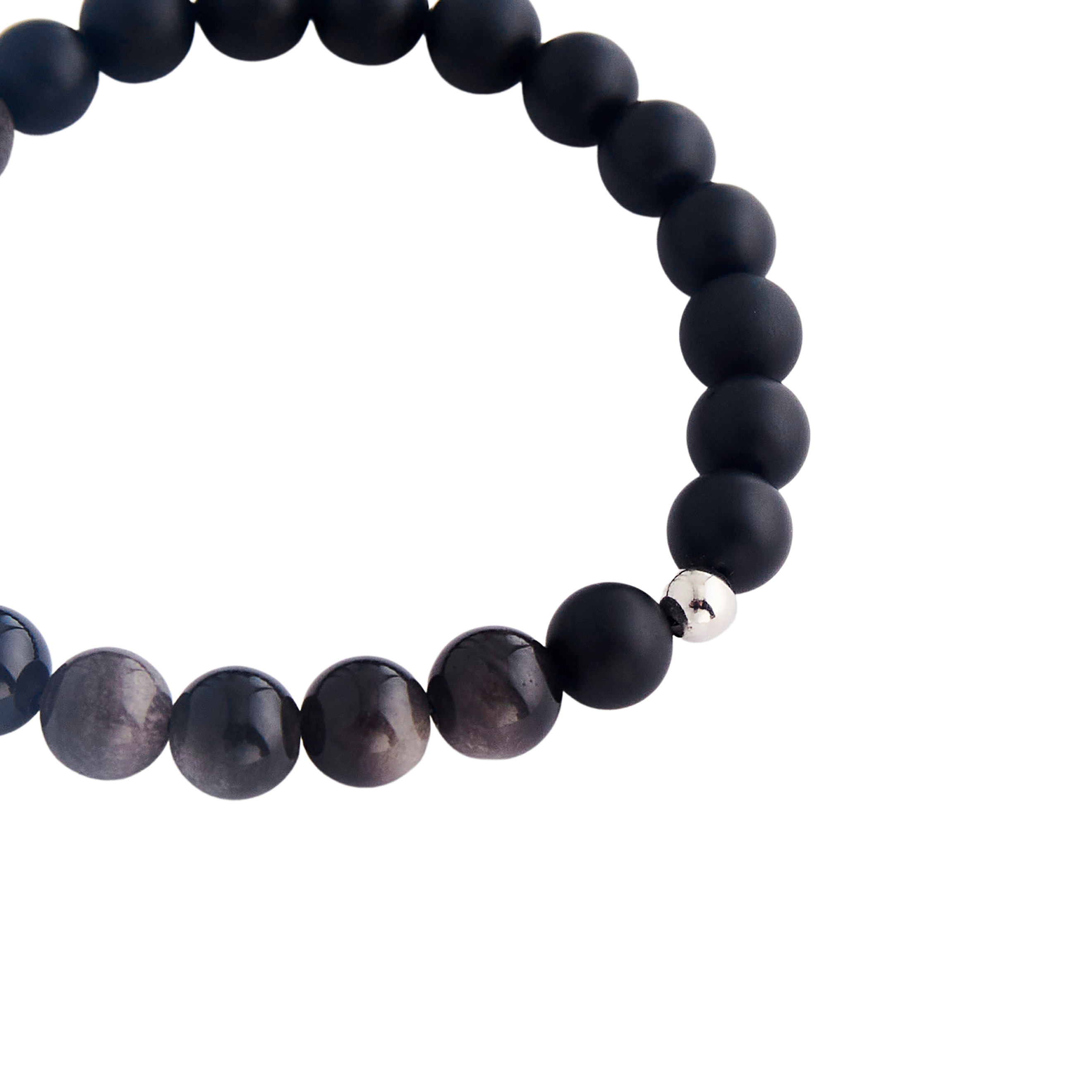 Bracelet made of agate and grey obsidian Ø8mm