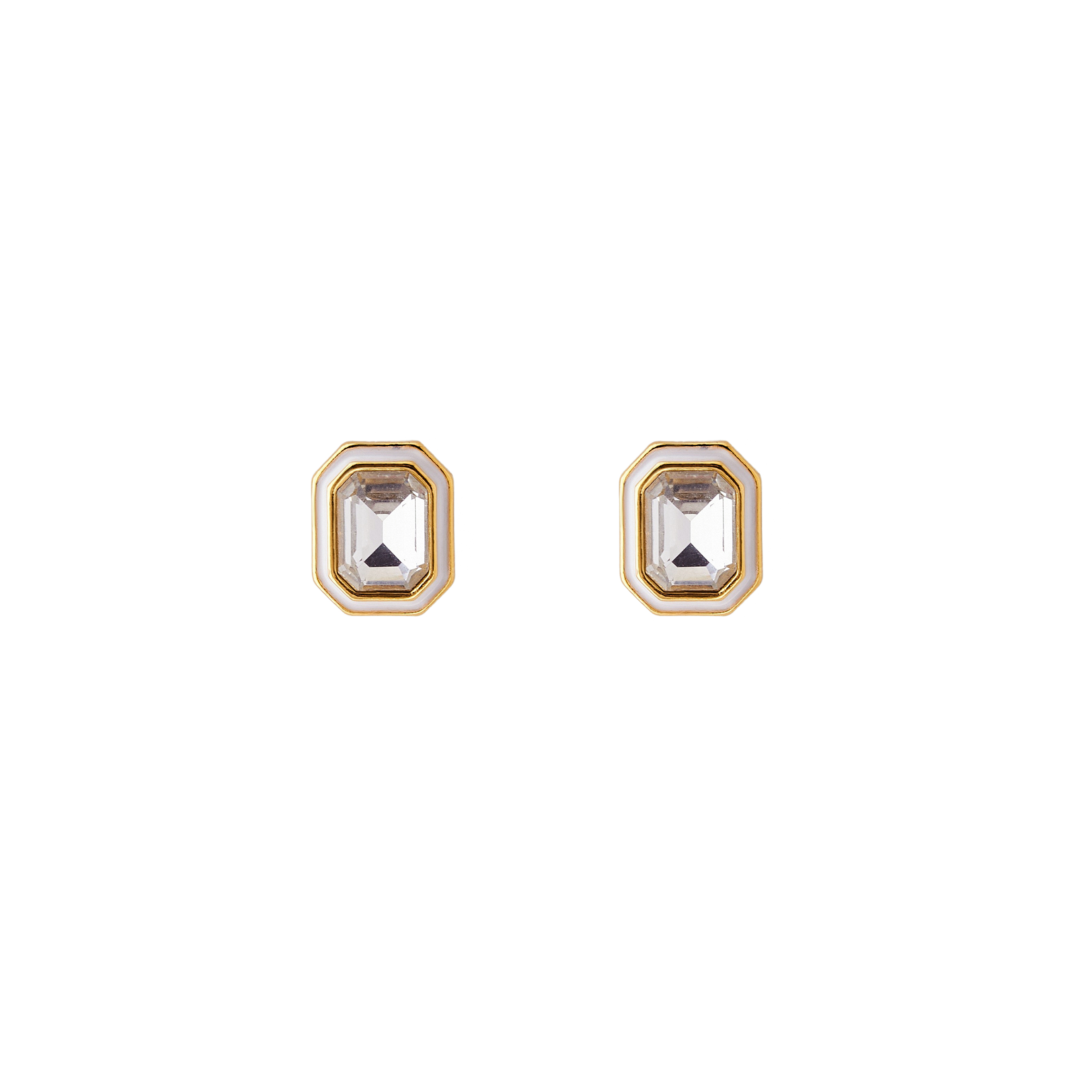 earrings with white crystals and white enamel