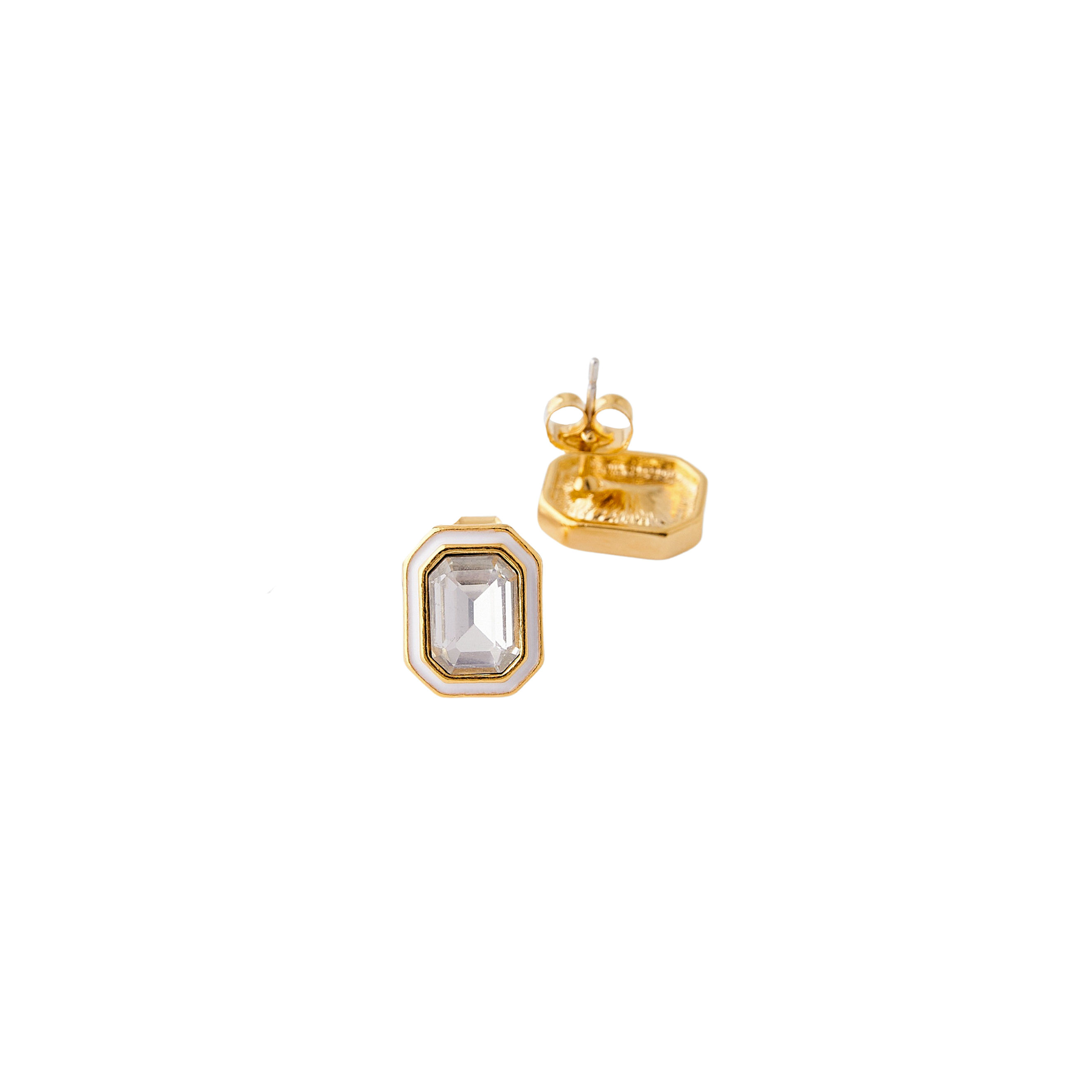 earrings with white crystals and white enamel