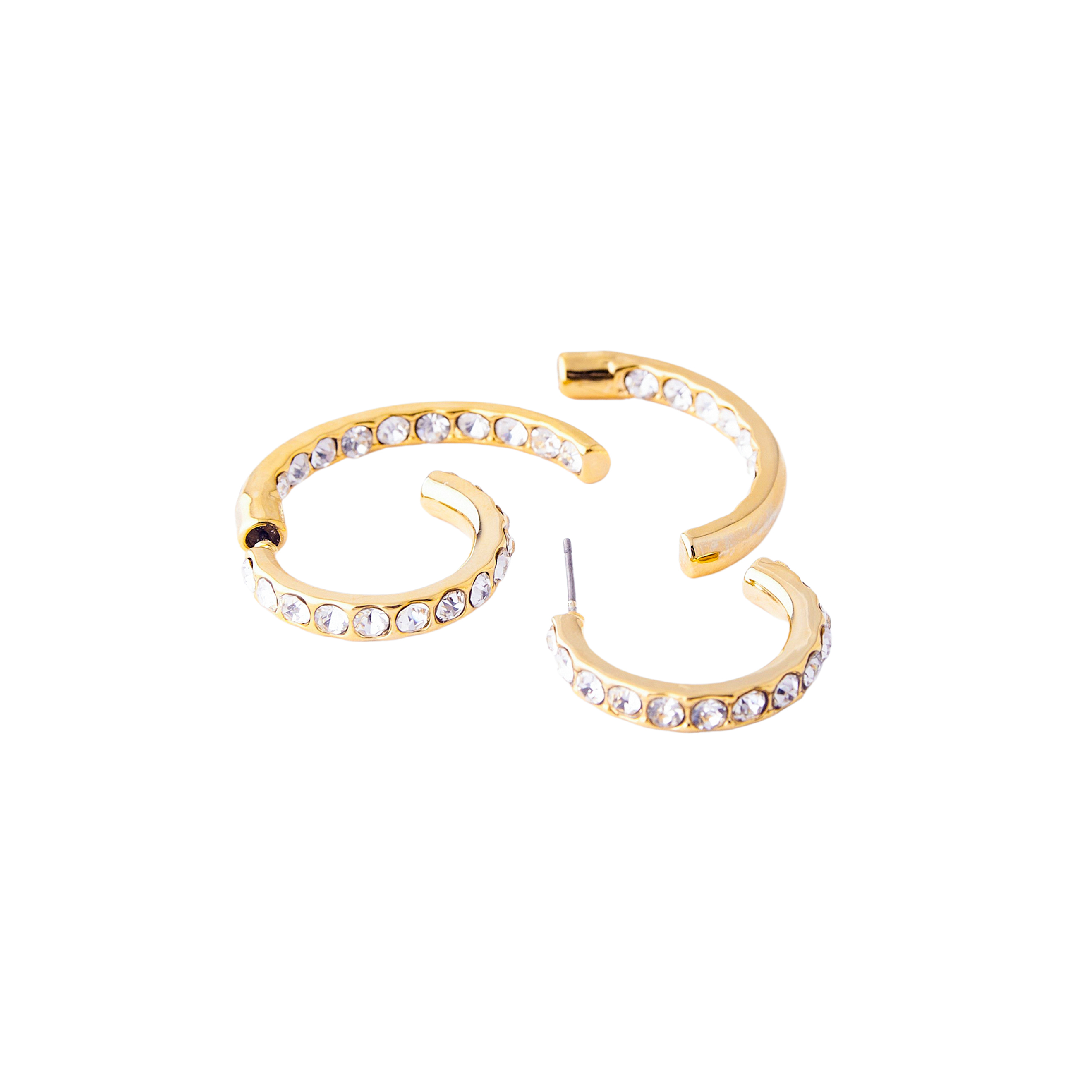curling earrings with a pavй of crystals