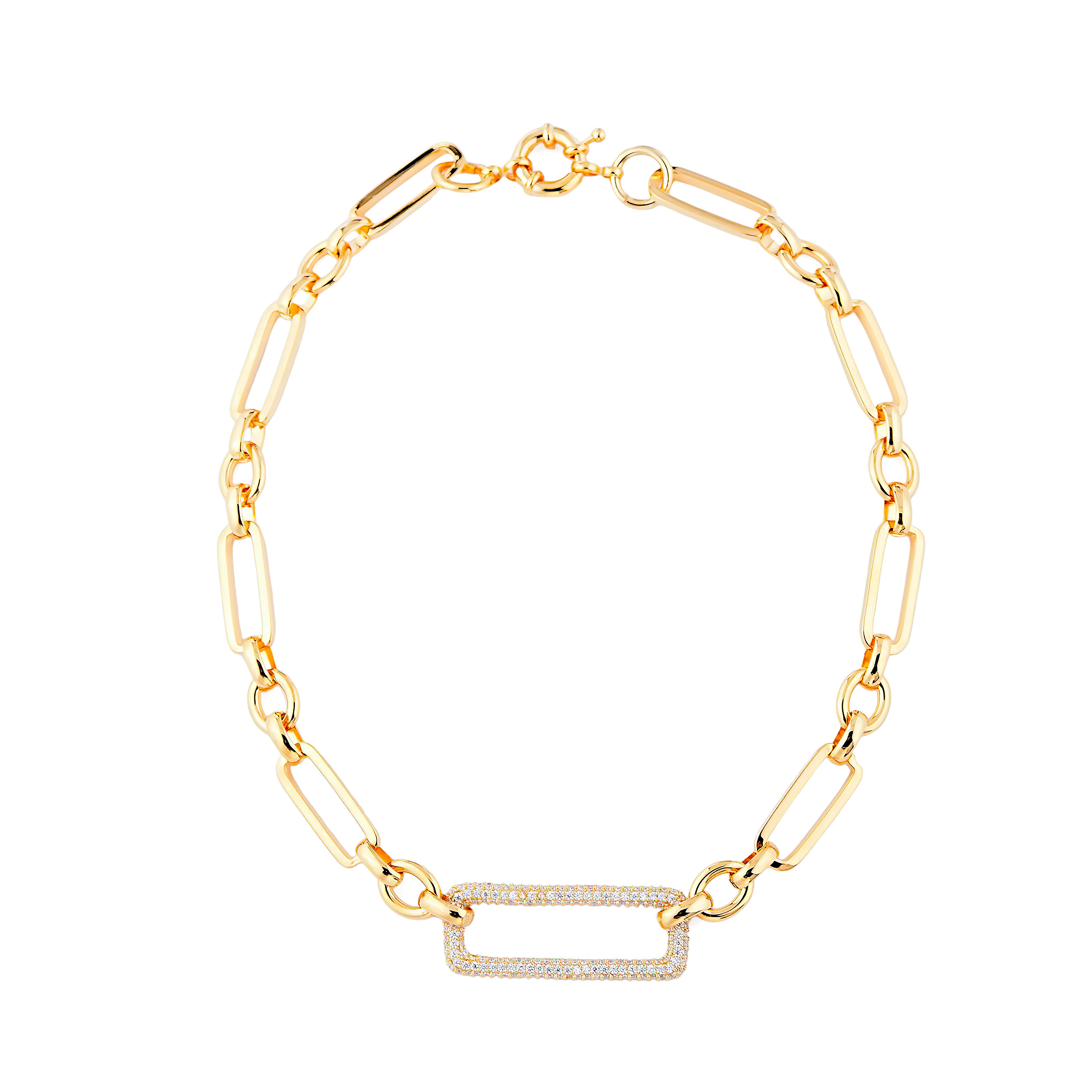large chain with a rectangular link in crystals