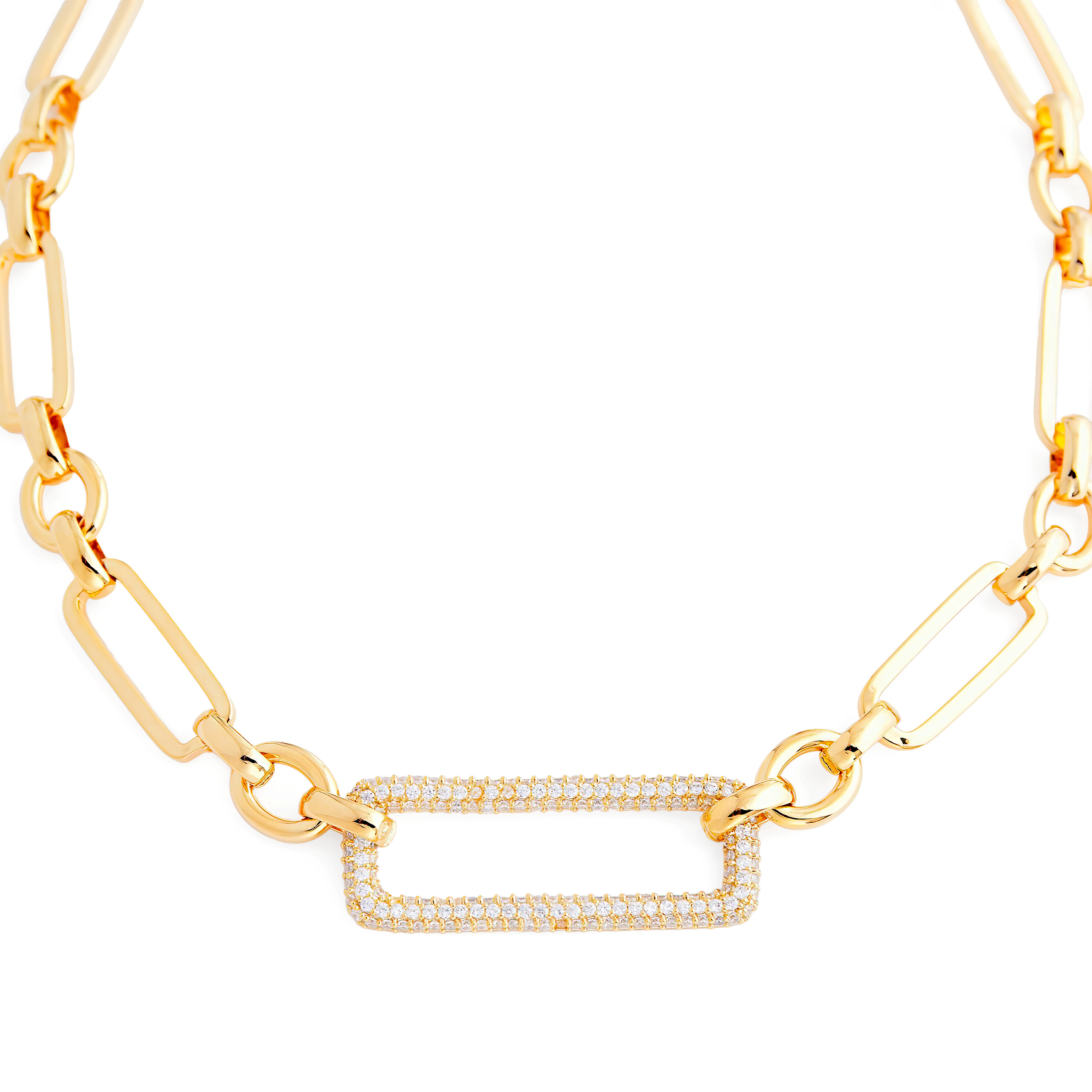 large chain with a rectangular link in crystals