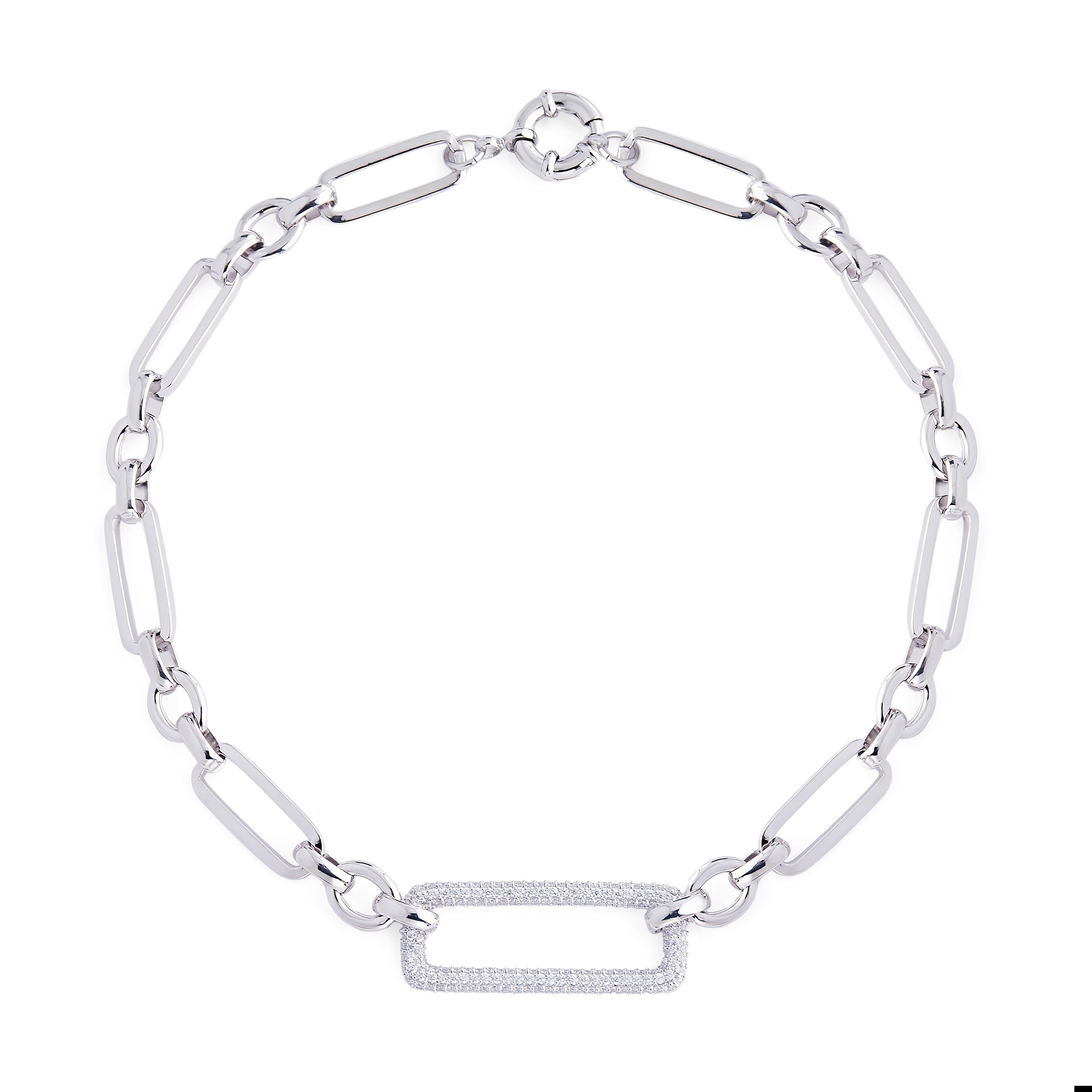large chain with a rectangular link in crystals