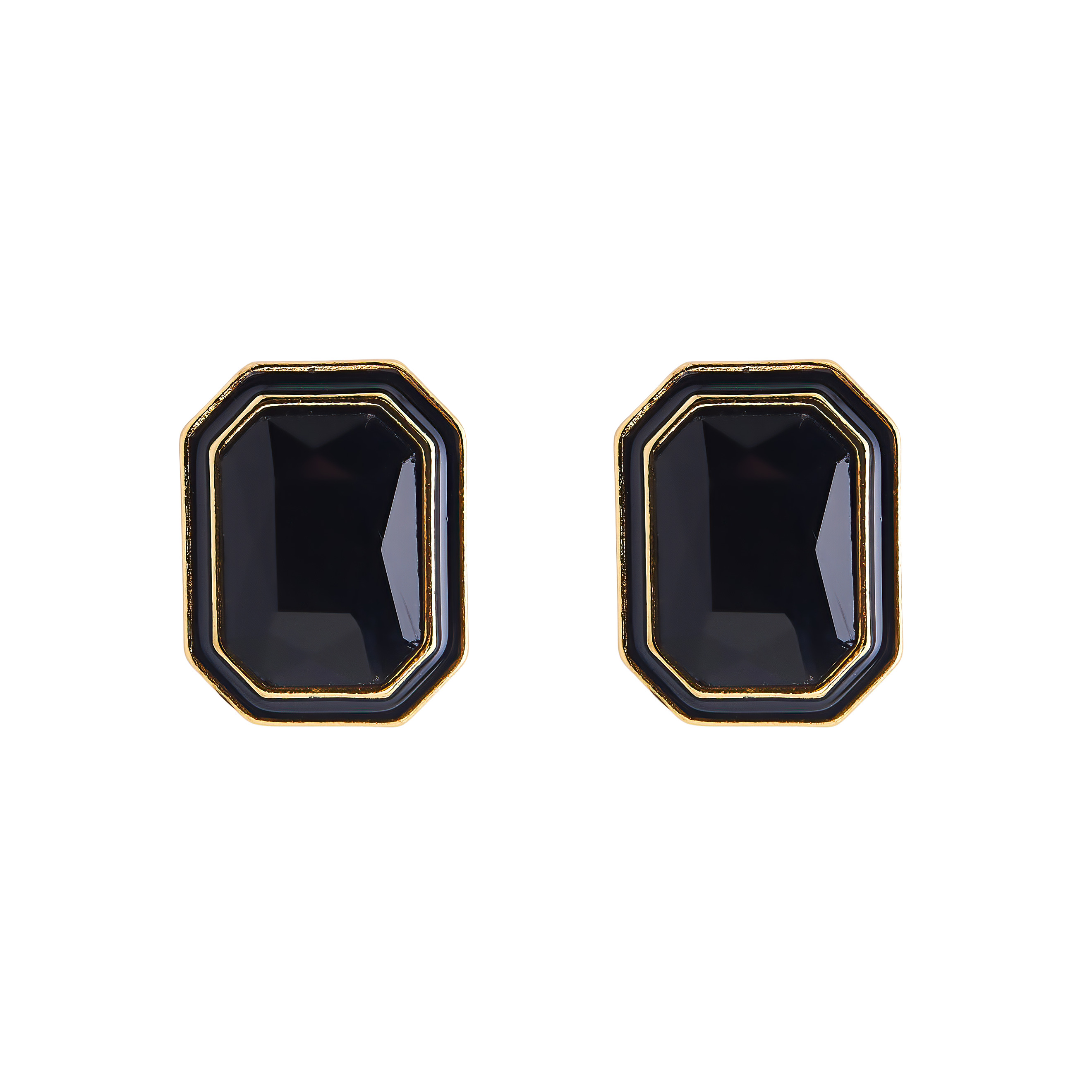 Large  earrings with black crystals and black enamel