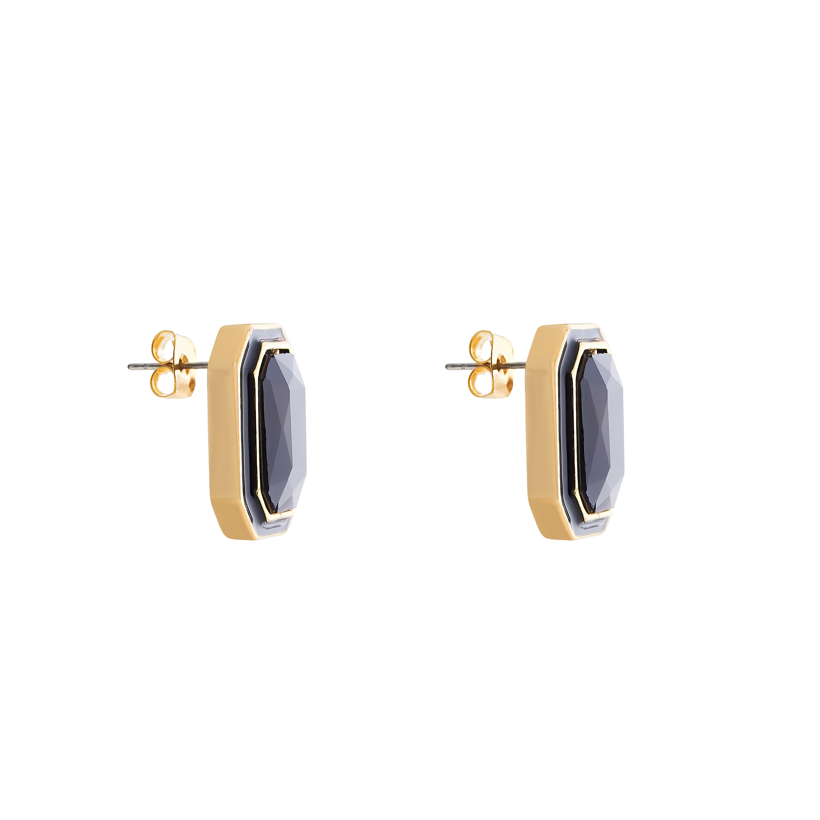 Large  earrings with black crystals and black enamel