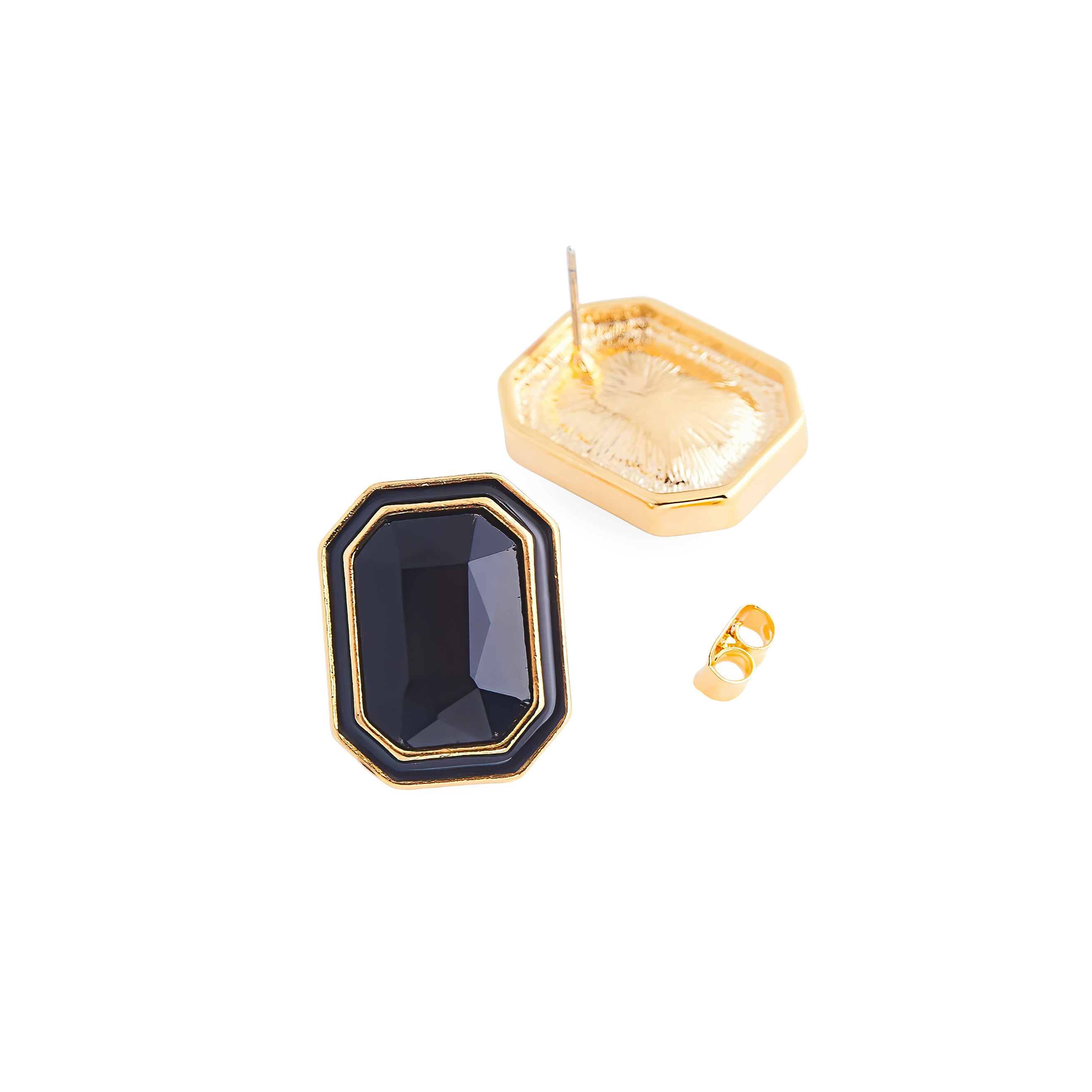 Large  earrings with black crystals and black enamel