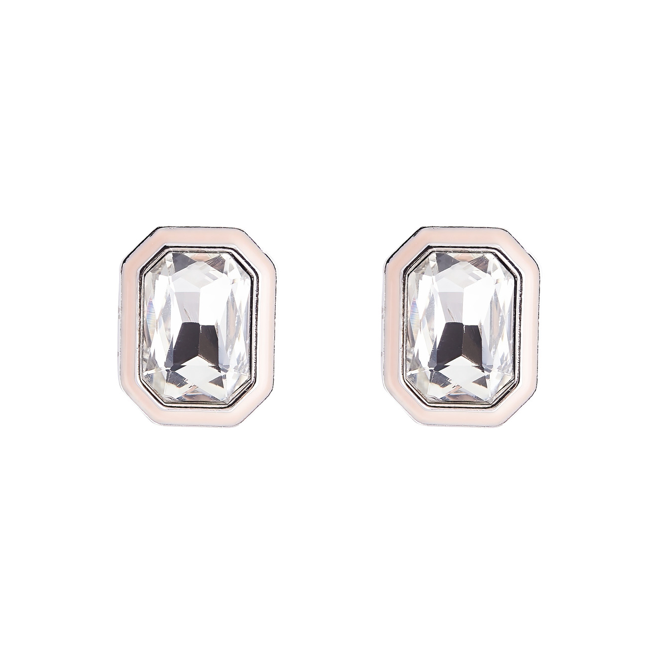 Herald Percy Серебристые серьги с белыми кристаллами и розовой эмалью herald percy серебристые серьги звезды с кристаллами и белыми бусинами