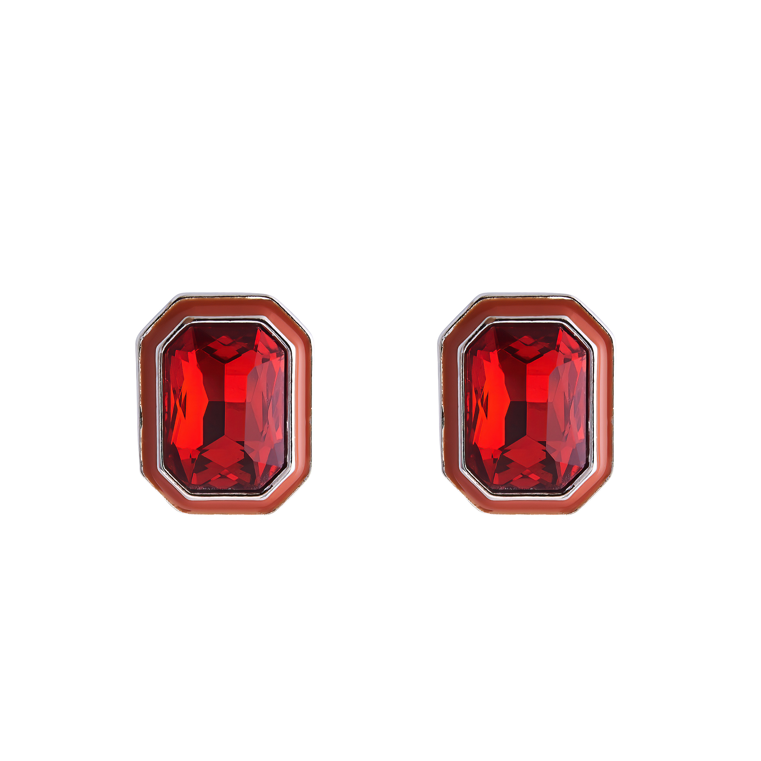 earrings with red crystals and red enamel