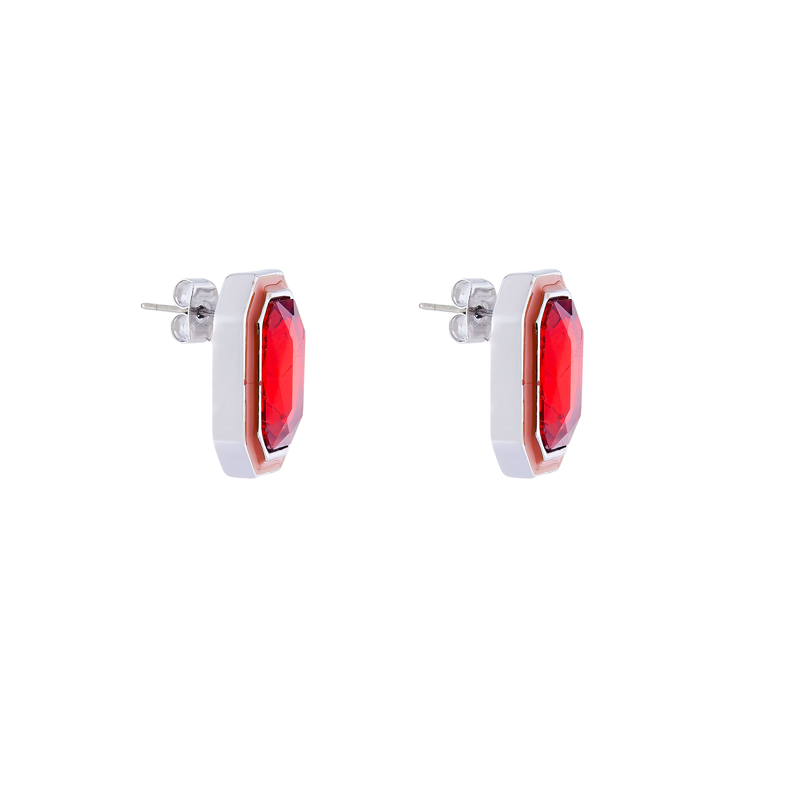 earrings with red crystals and red enamel