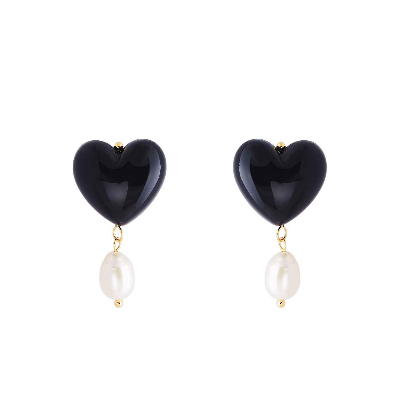 Aqua Черные серьги-сердечки с подвесками из жемчужины aqua белые серьги сердечки с подвесками из жемчужин