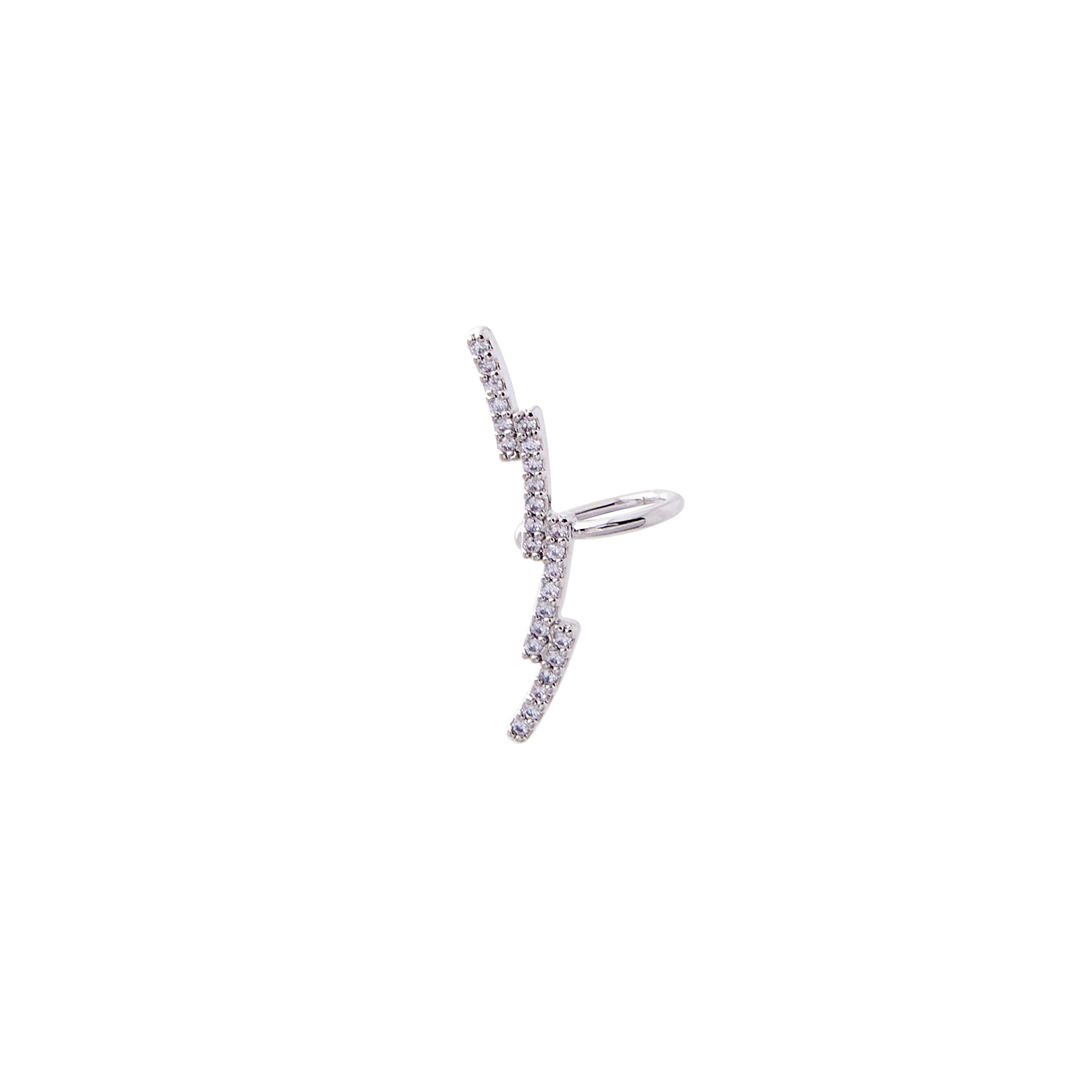 Silver-tone arc cuff with crystal pavé