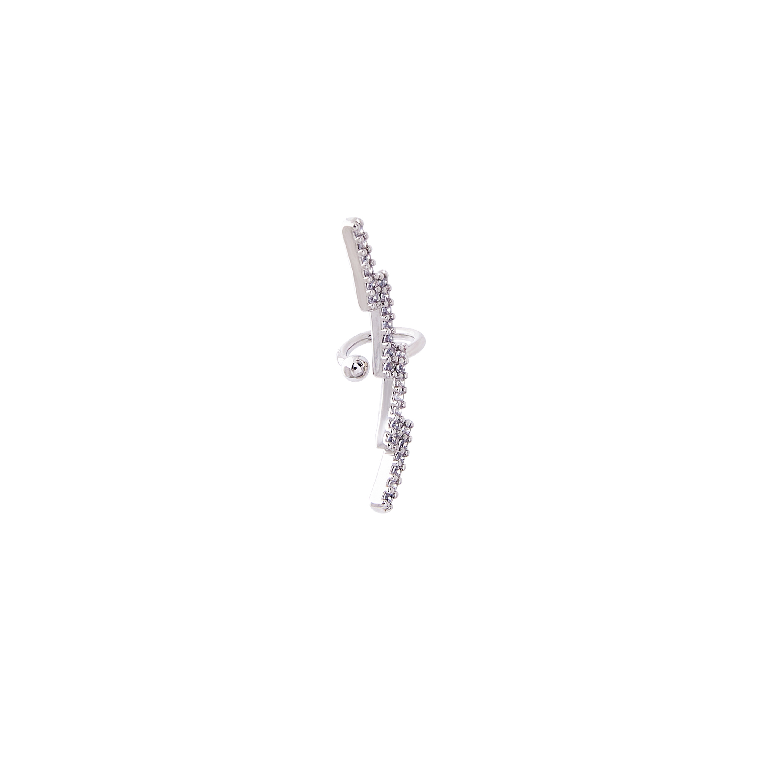 Silver-tone arc cuff with crystal pavé