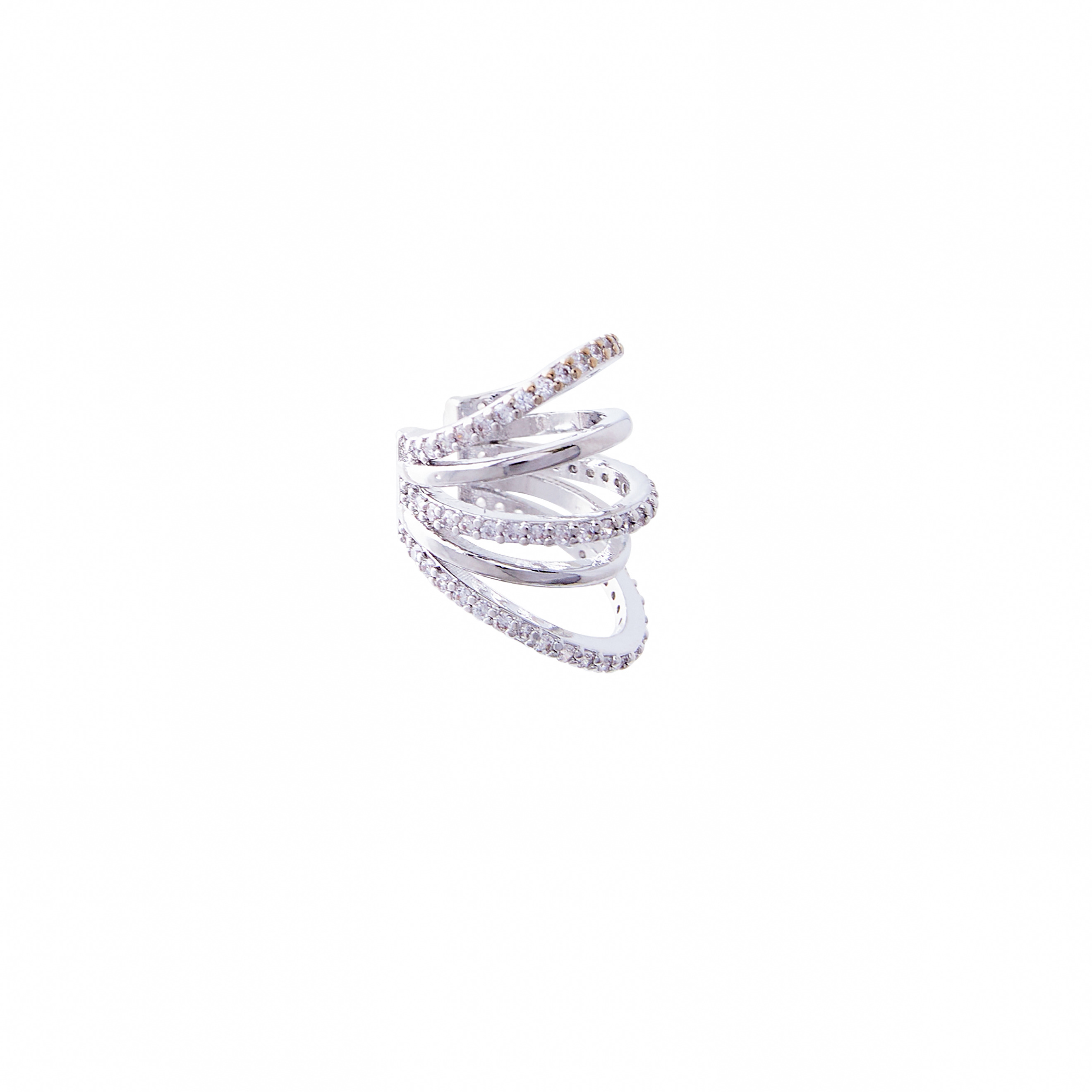 Silver multi-level cuffs set with a crystals pavé